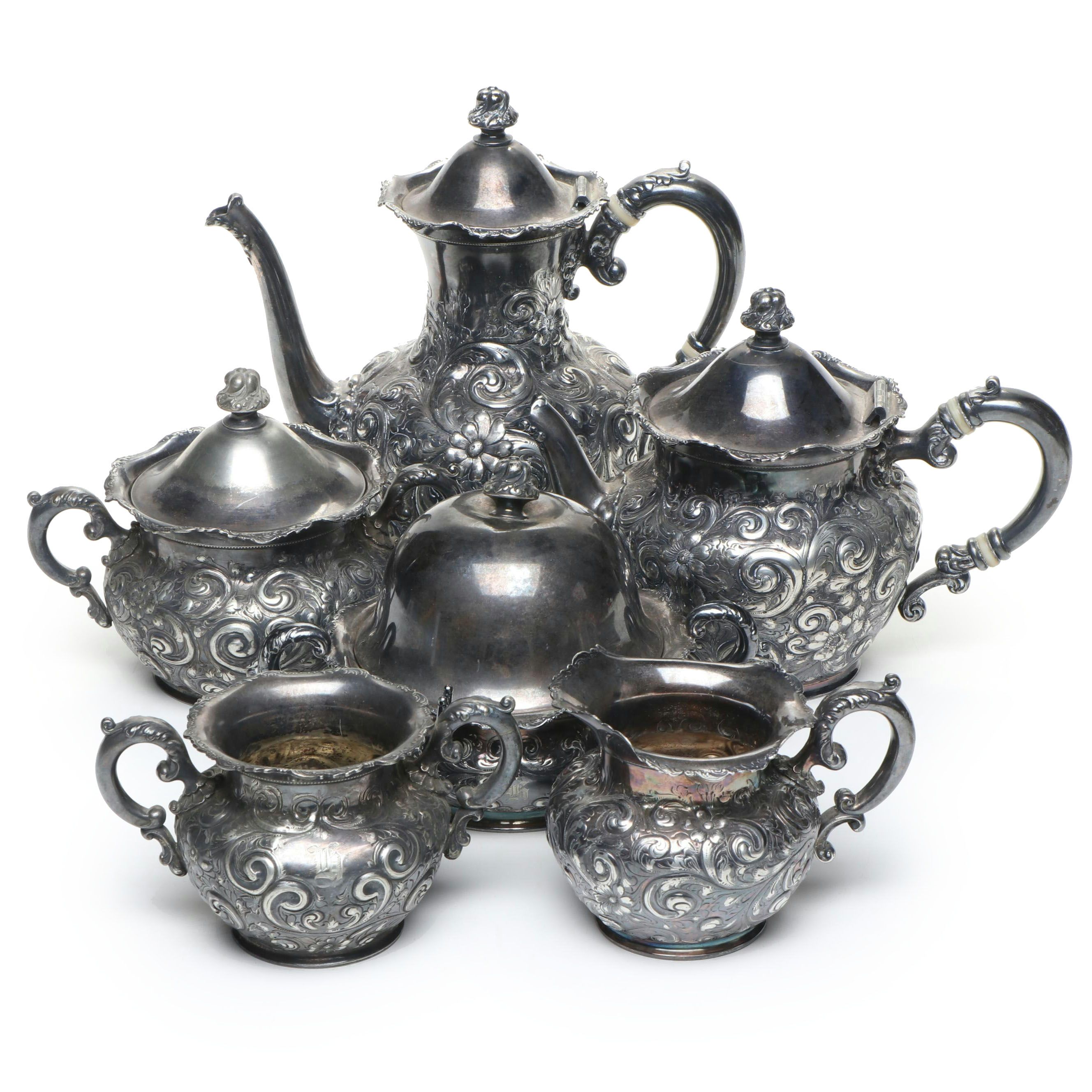 Barbour Silver Company Quadruple Plate Tea Service, Late 19th to Early 20th Cent