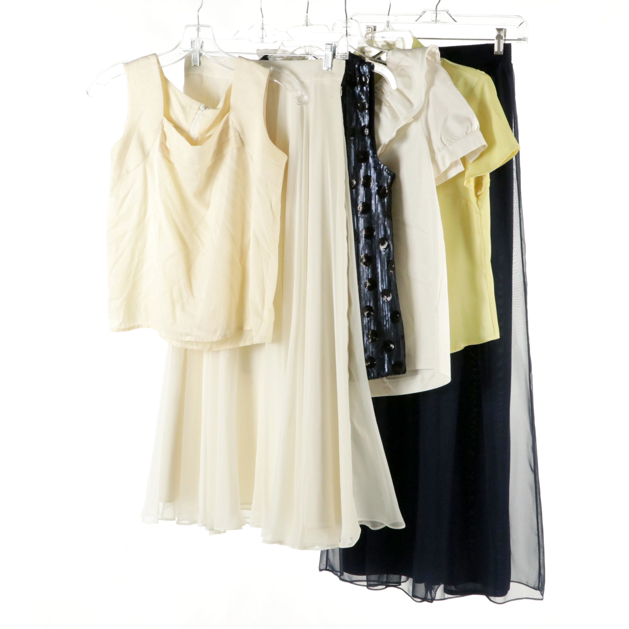 Kate Spade Silk Angie Ruffle Top, Doncaster Midi Skirt & Silk Blouse With More