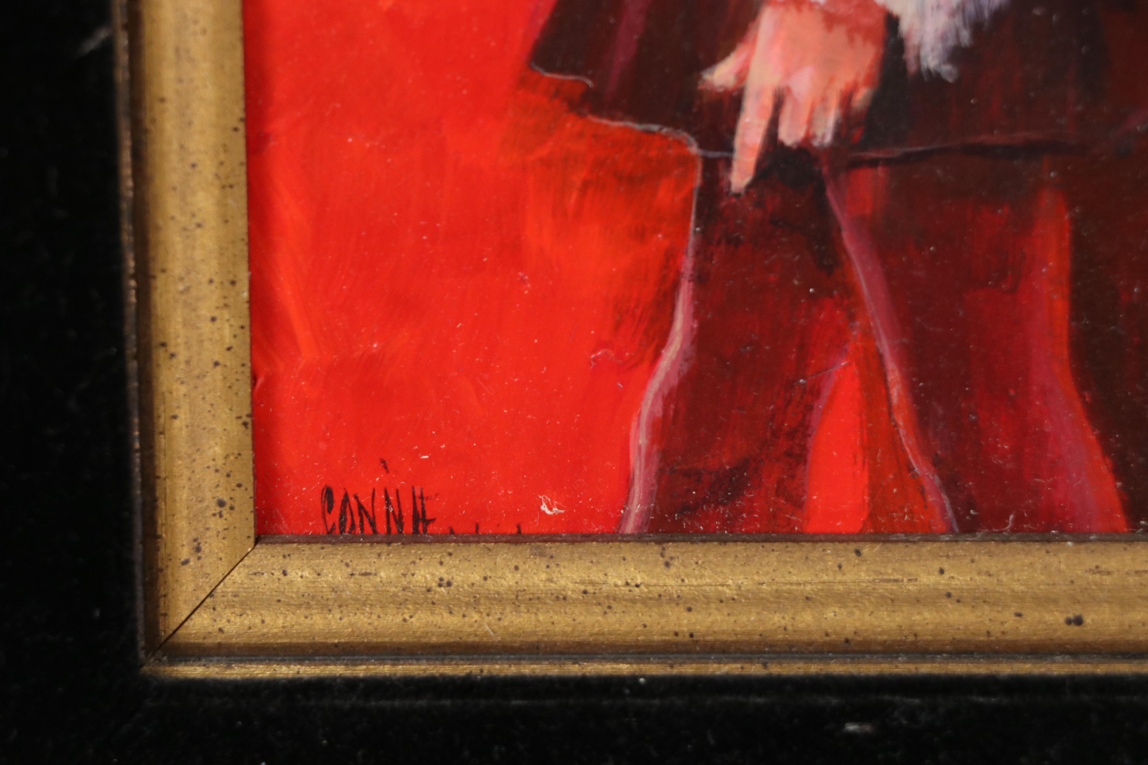 Connie Oil Portrait of Girl in Red Holiday Dress