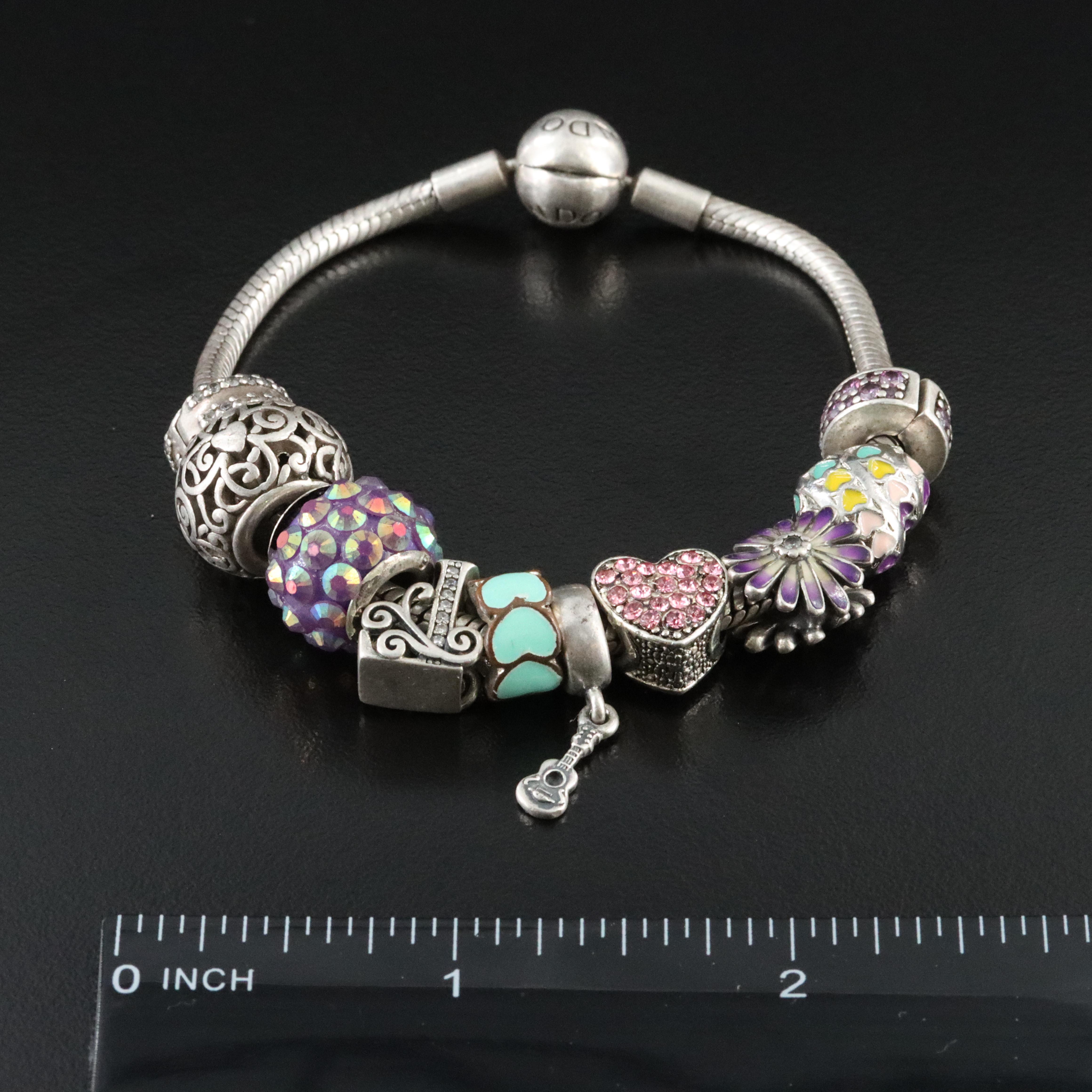 Pandora Sterling Bracelet with Sterling and Pandora Charms