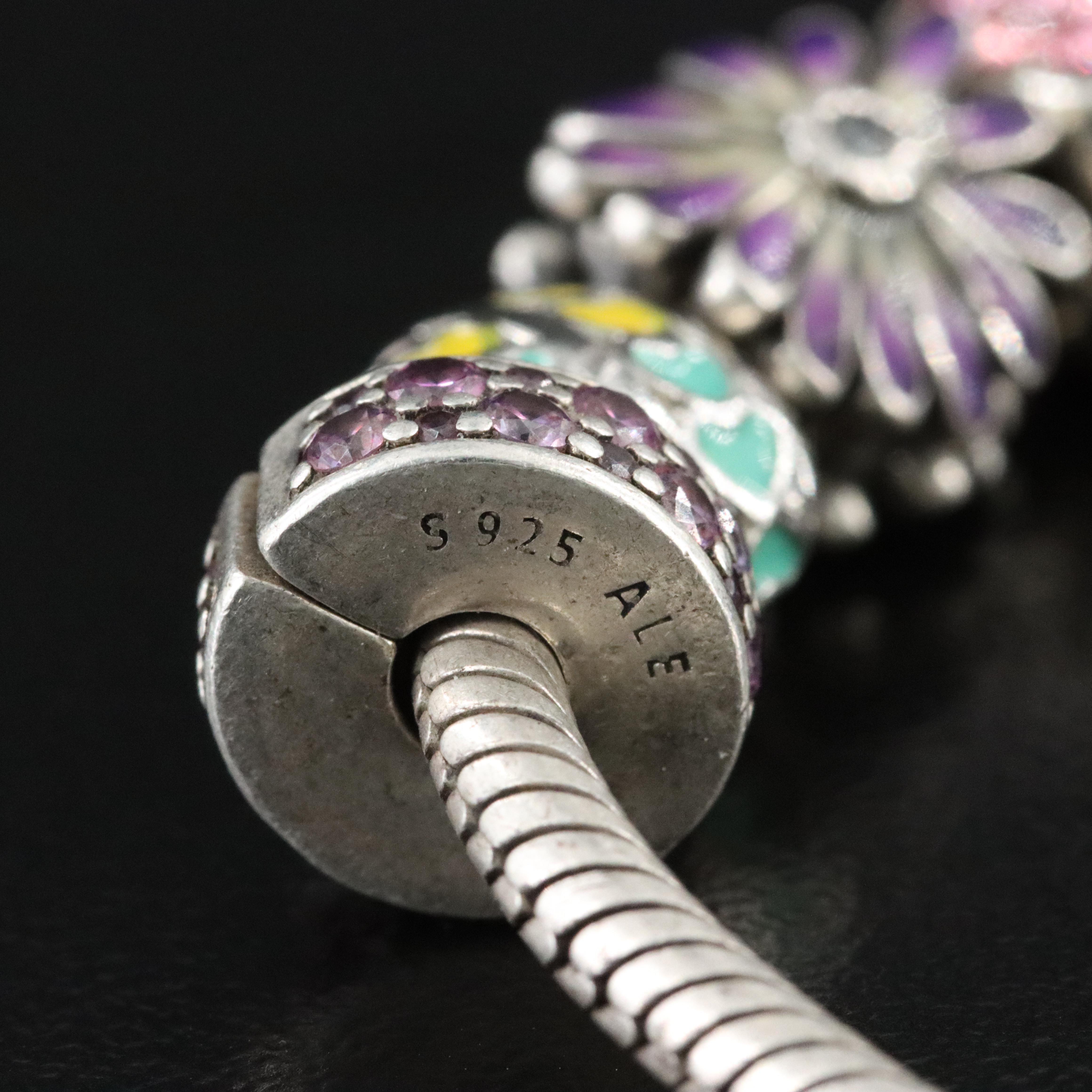 Pandora Sterling Bracelet with Sterling and Pandora Charms