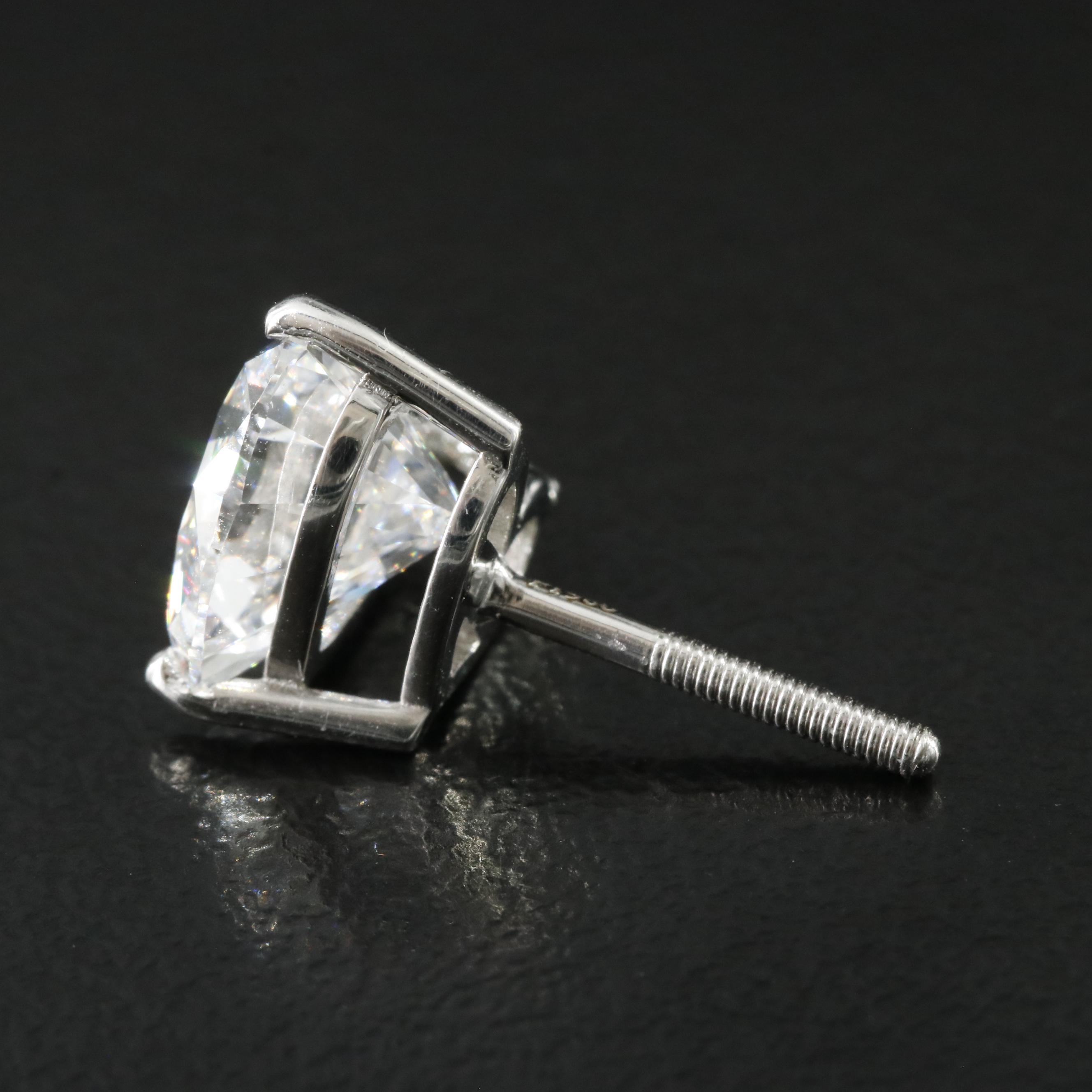 Platinum 4.18 CTW Lab Grown Diamond Stud Earrings with IGI Reports