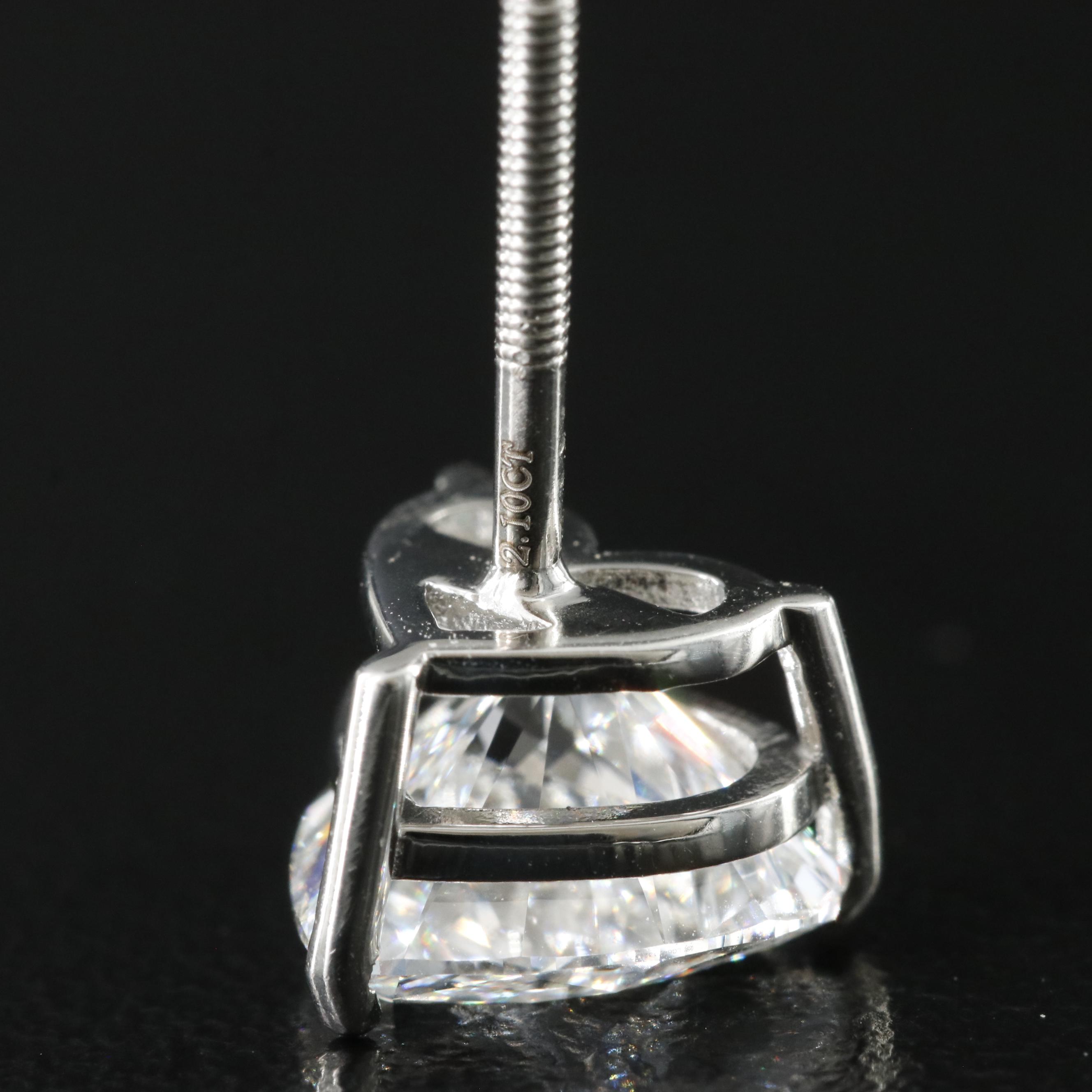 Platinum 4.18 CTW Lab Grown Diamond Stud Earrings with IGI Reports