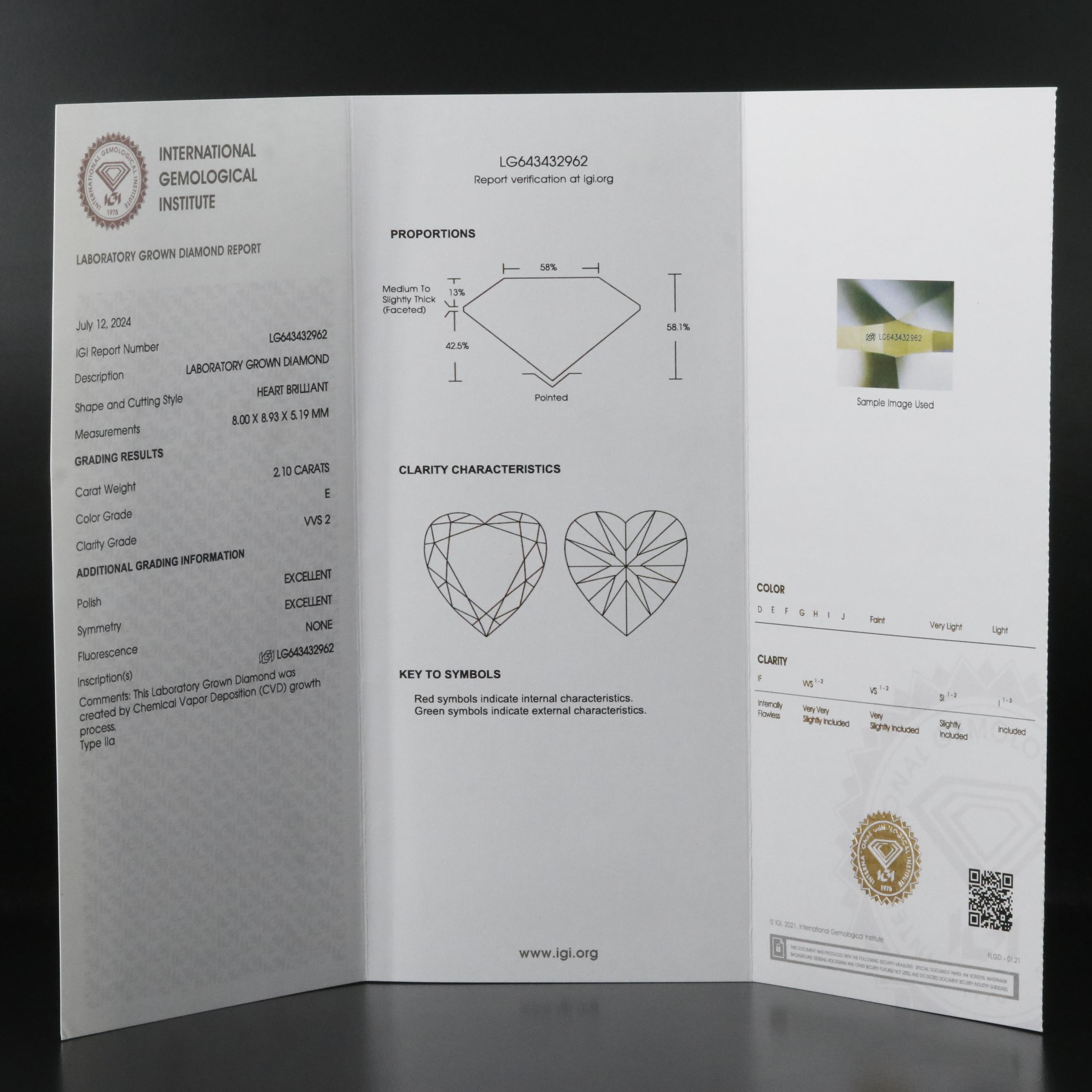 Platinum 4.18 CTW Lab Grown Diamond Stud Earrings with IGI Reports