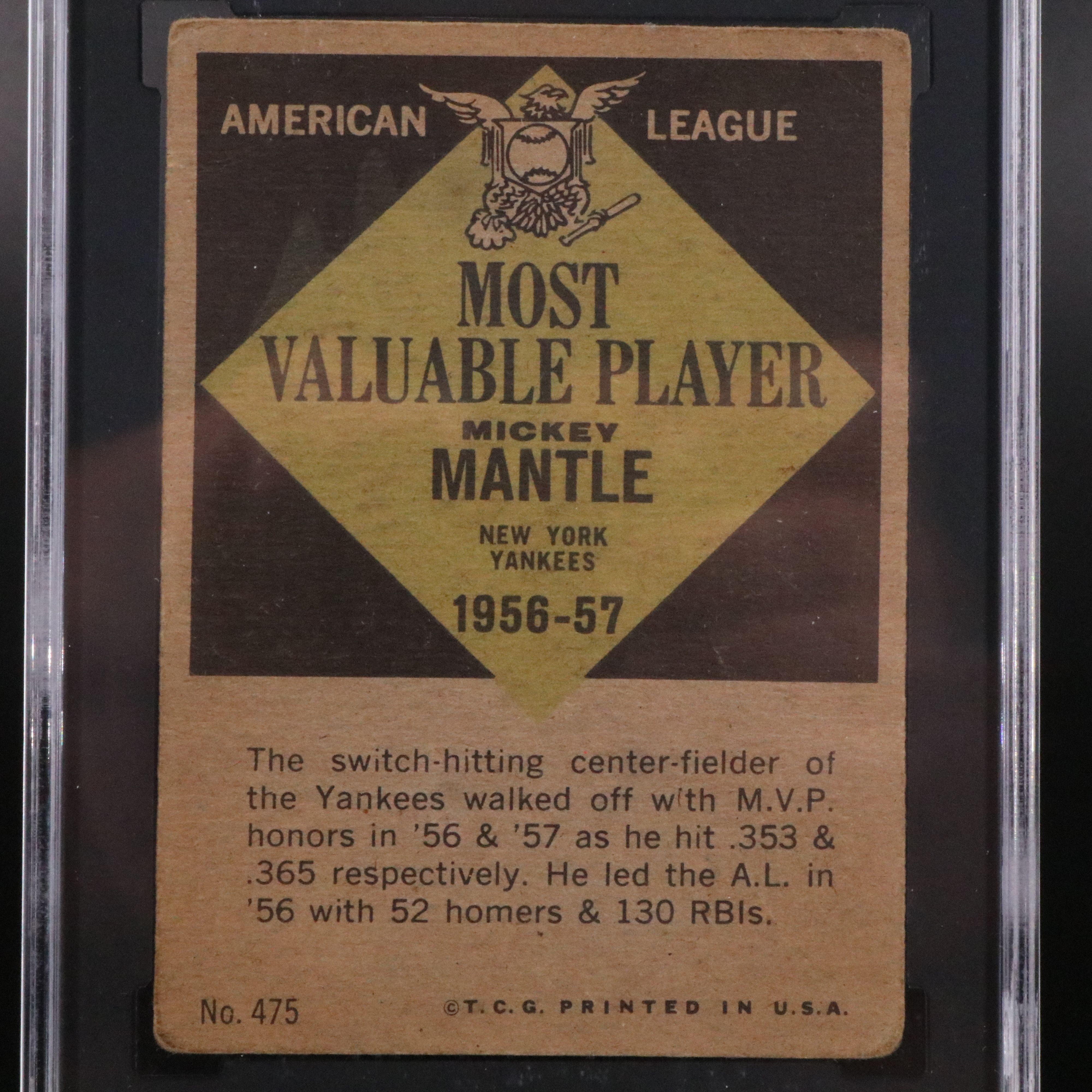 1961 Topps Mickey Mantle and Roger Maris SGC Graded Baseball Cards
