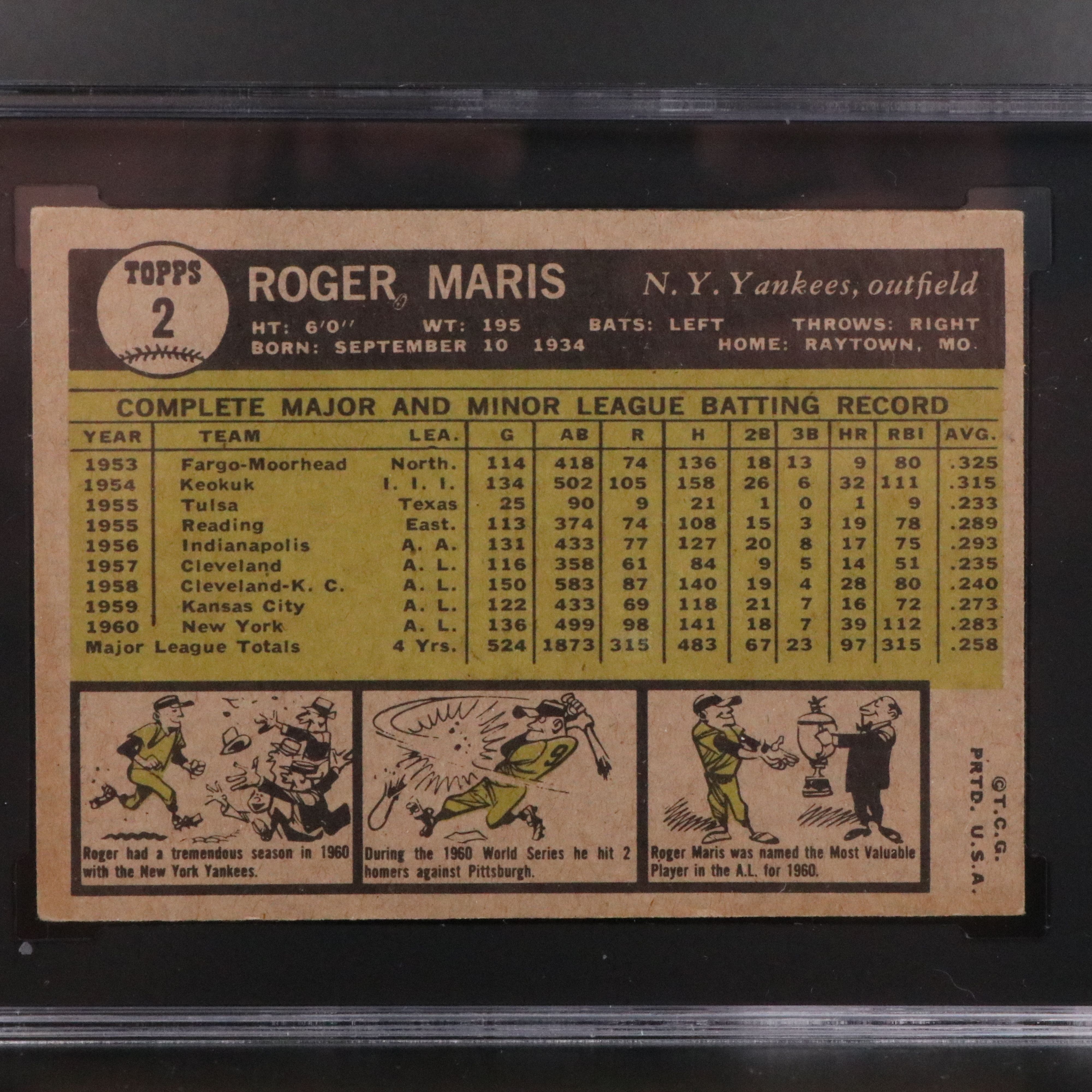 1961 Topps Mickey Mantle and Roger Maris SGC Graded Baseball Cards