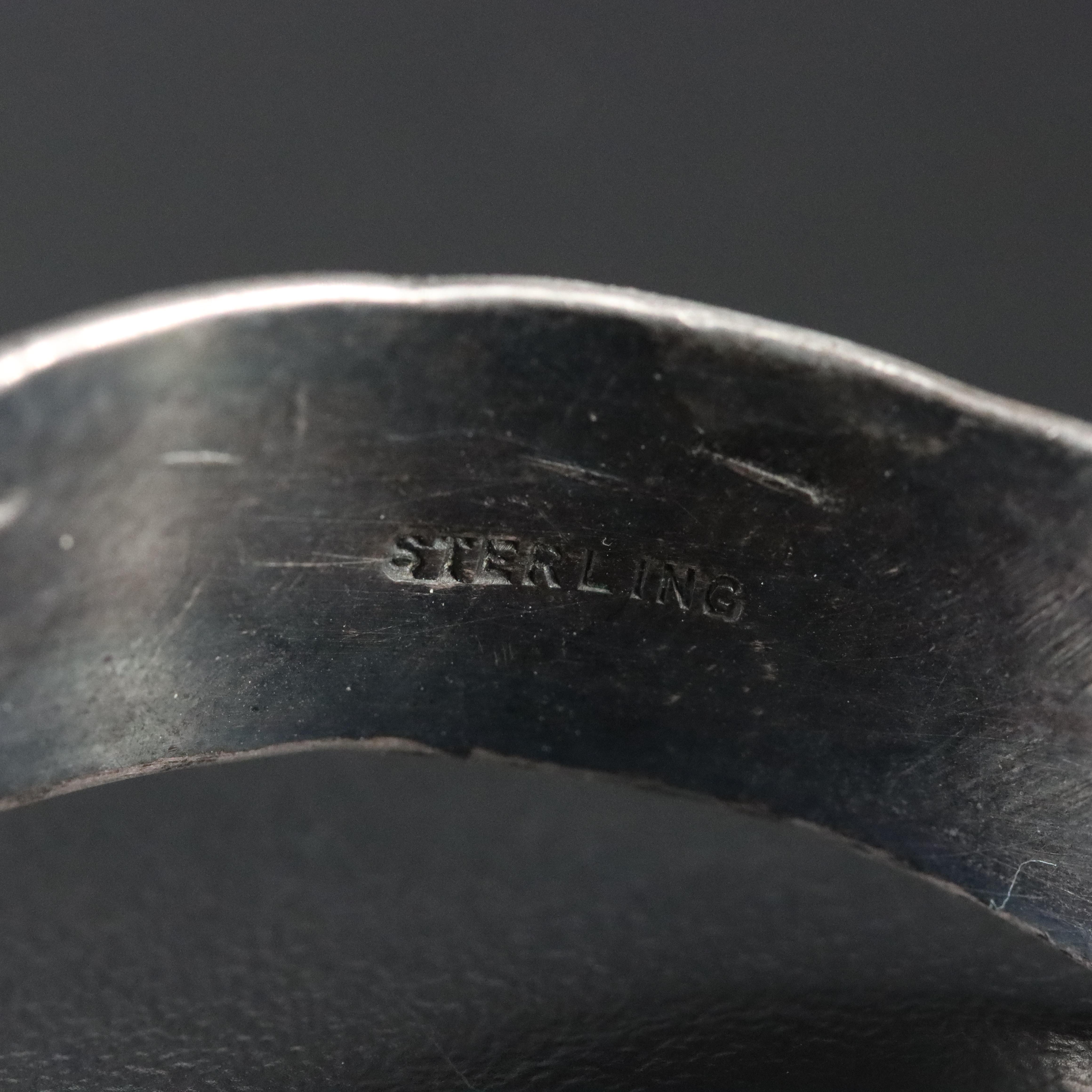 Vintage Sterling Turquoise Fred Harvey Style Stampwork Cuff Bracelet