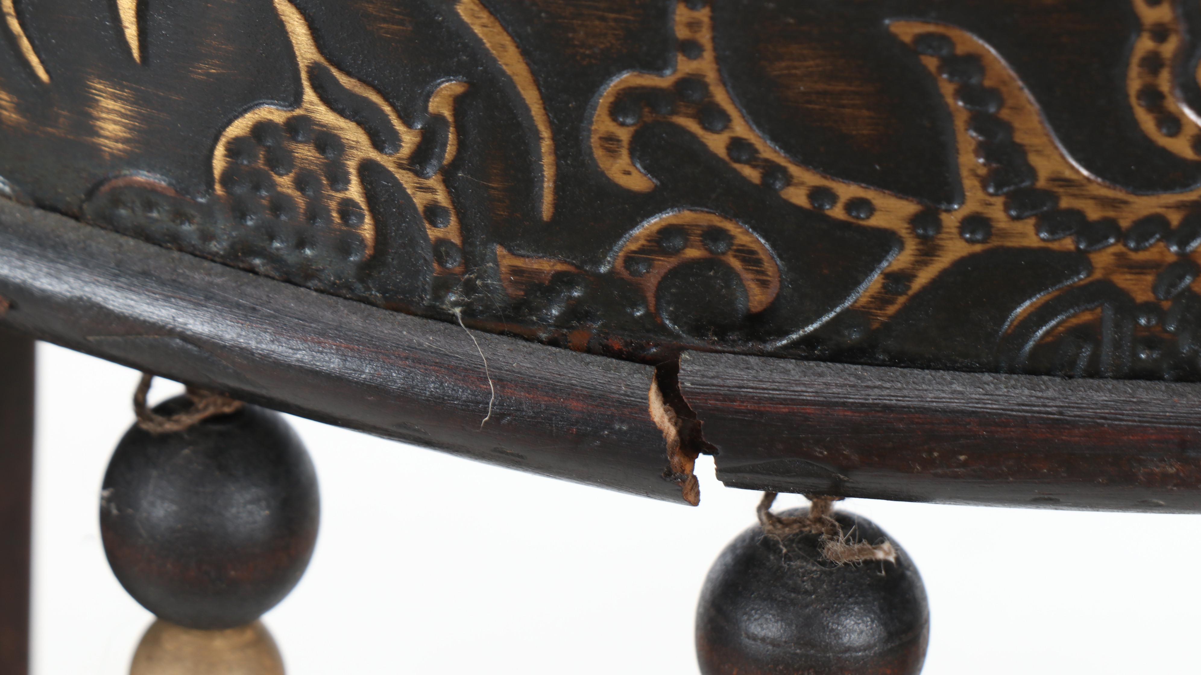 Woven Top Wooden Side Table