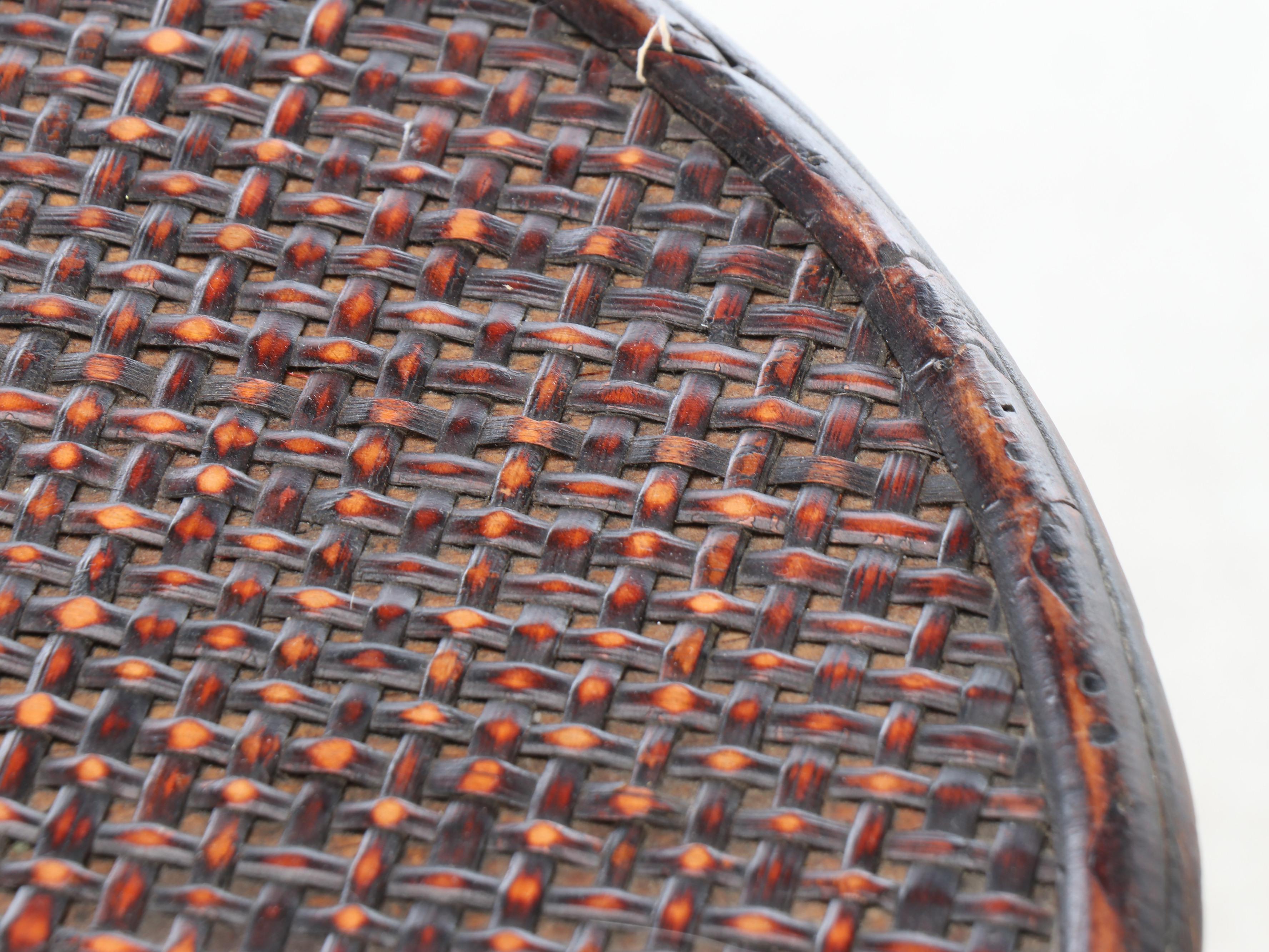 Woven Top Wooden Side Table