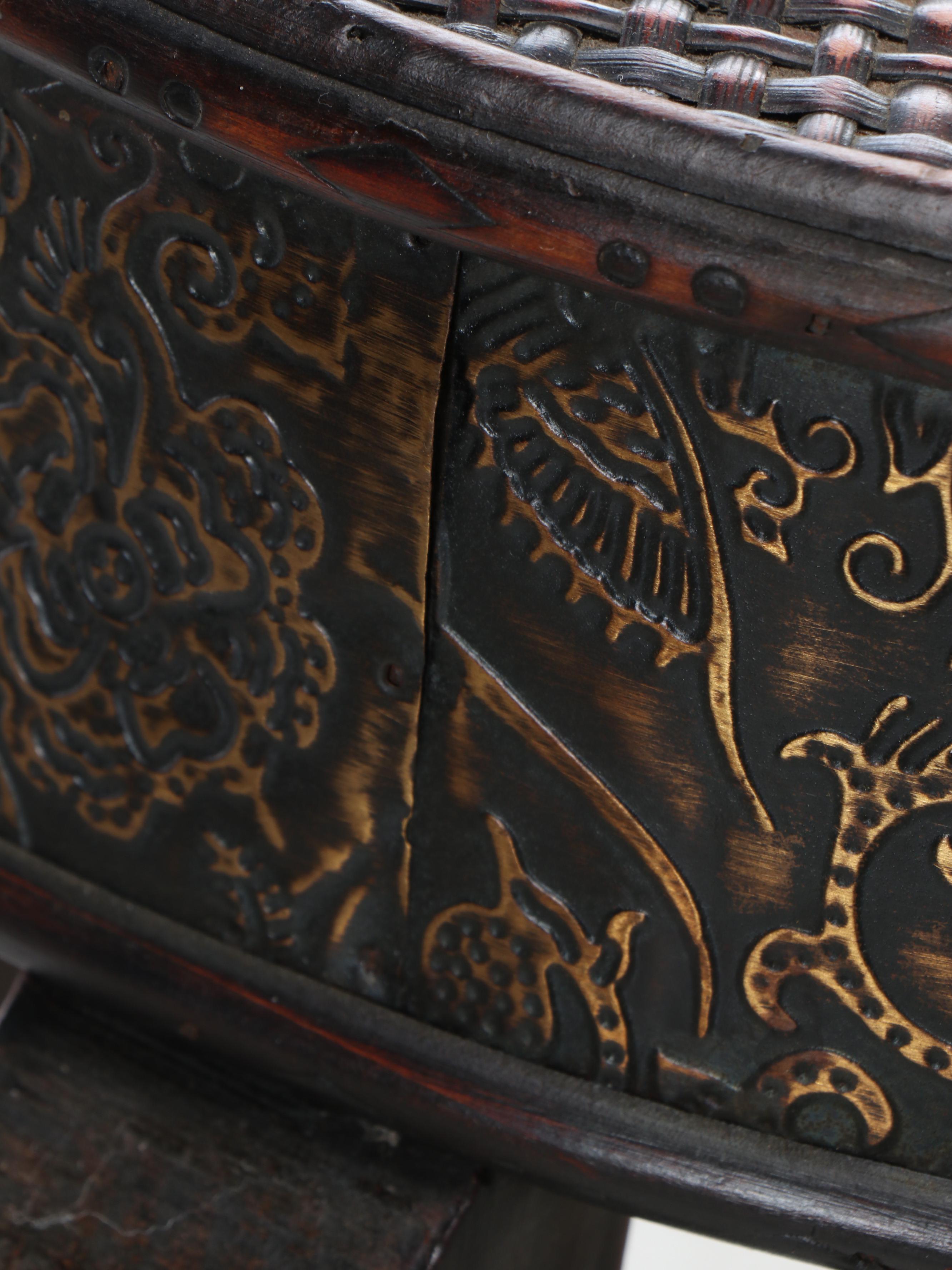 Woven Top Wooden Side Table