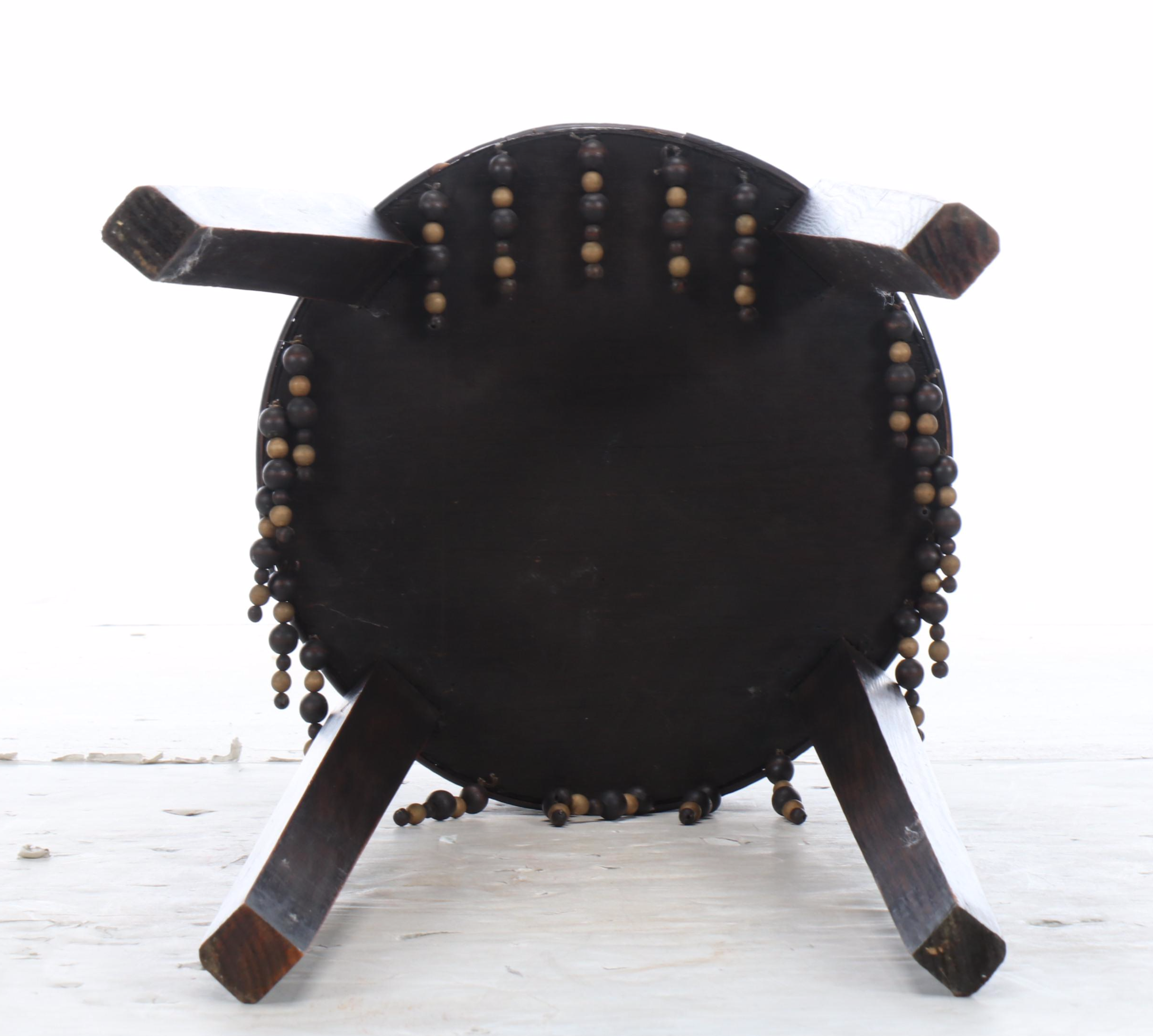 Woven Top Wooden Side Table