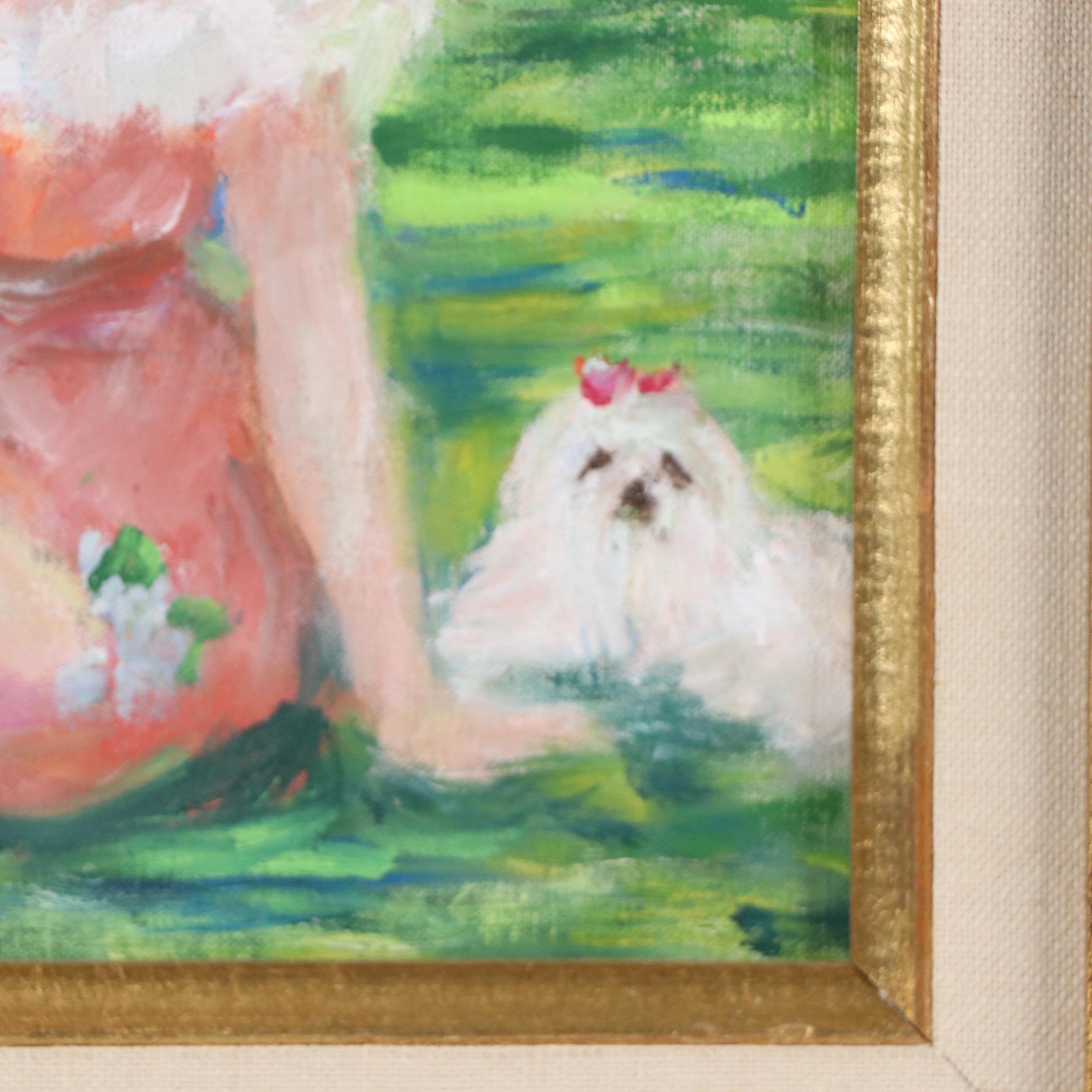 Huldah Cherry Jeffe Oil Painting "Relaxing By The Lake," 1988