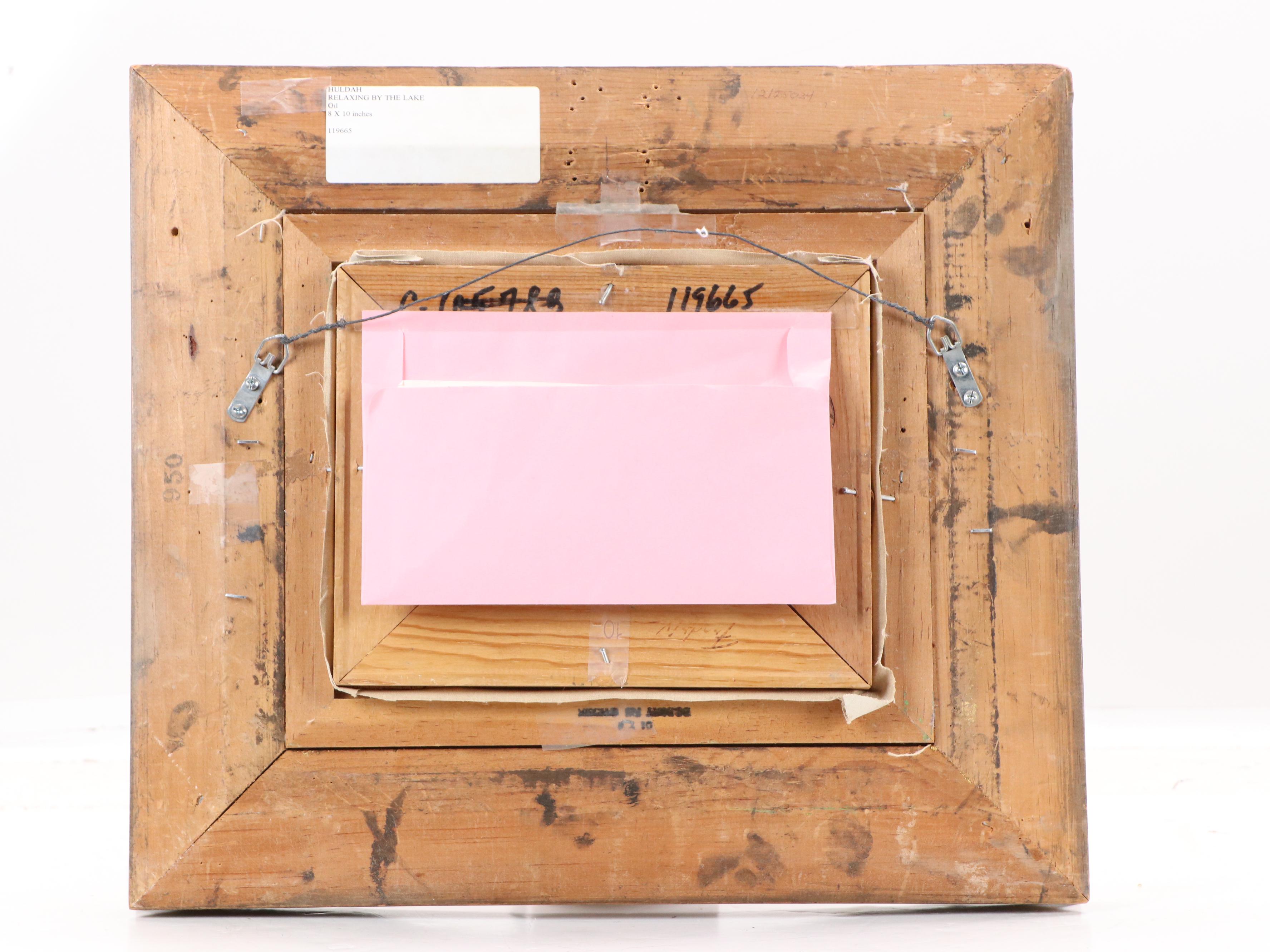 Huldah Cherry Jeffe Oil Painting "Relaxing By The Lake," 1988