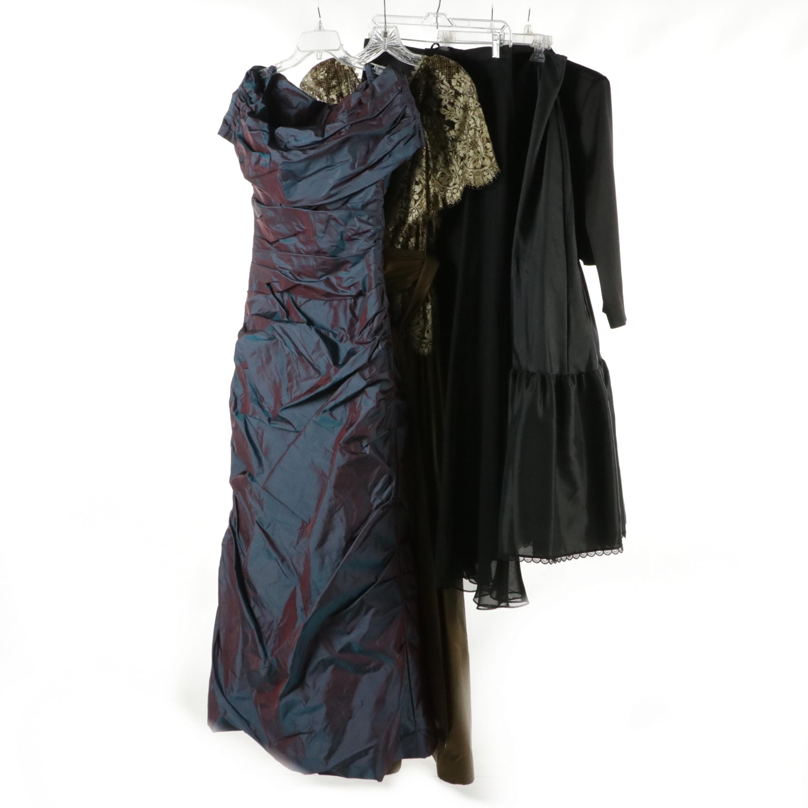 Catherine Regehr Ruched Silk and Farinae Lace Evening Gowns, Other Skirts & More