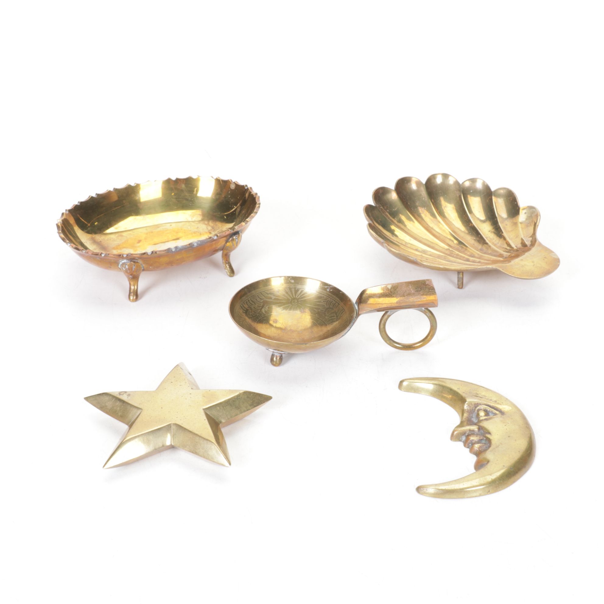 Handmade Indian and Korean Brass Chamberstick, Footed Trinket Dishes and More