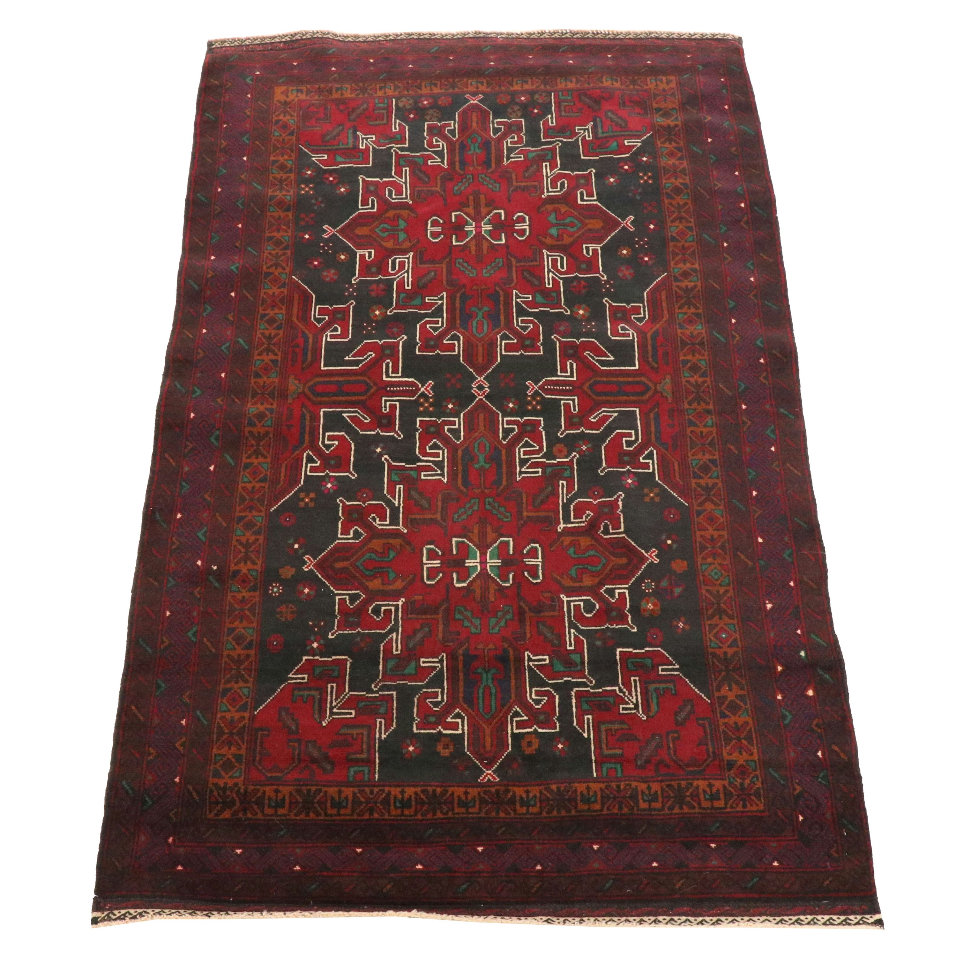 3'10 x 6'5 Hand-Knotted Afghan Baluch Area Rug