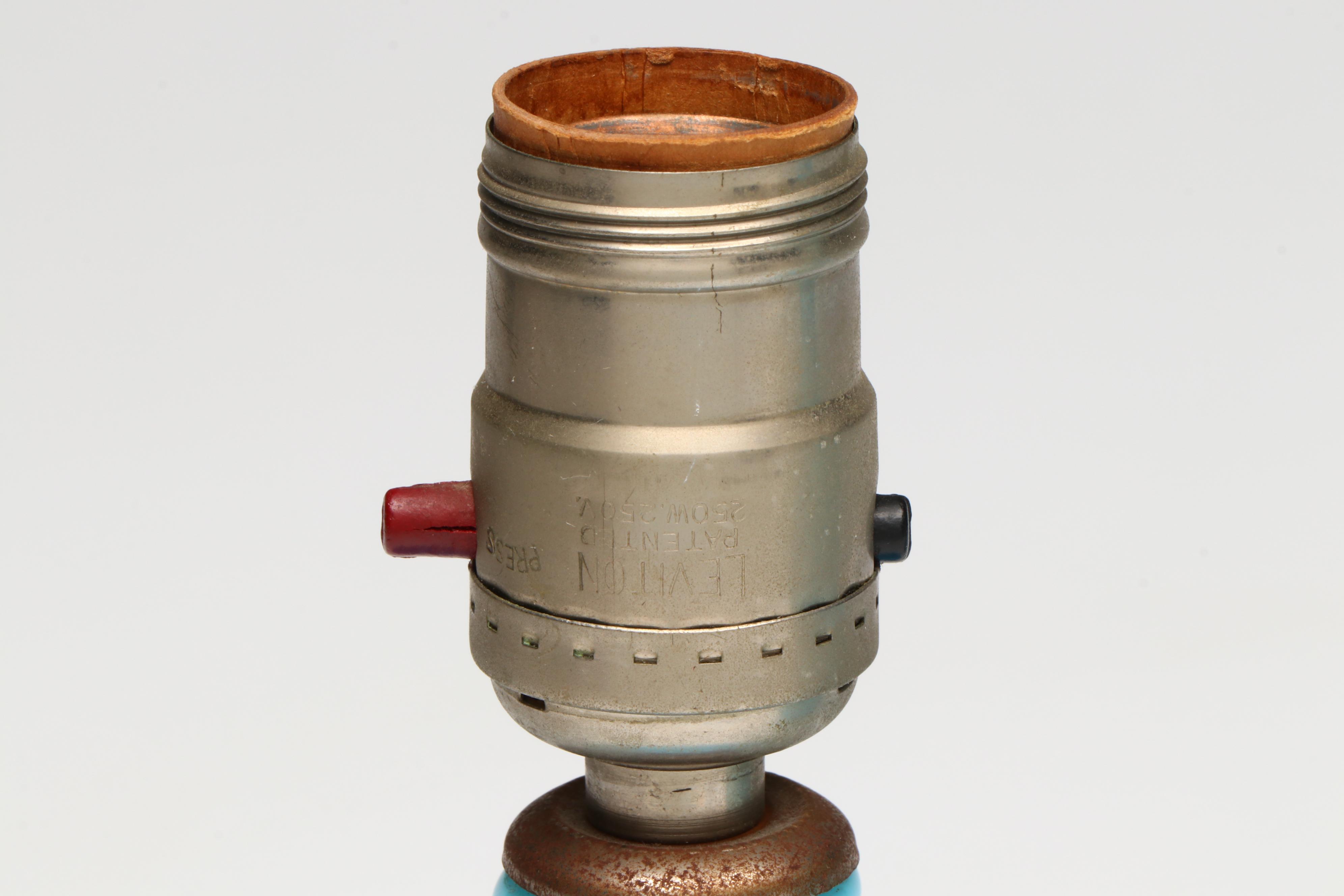 Fenton Hobnail Opalescent Blue Glass Lamps with Pleated Shades, 20th Century