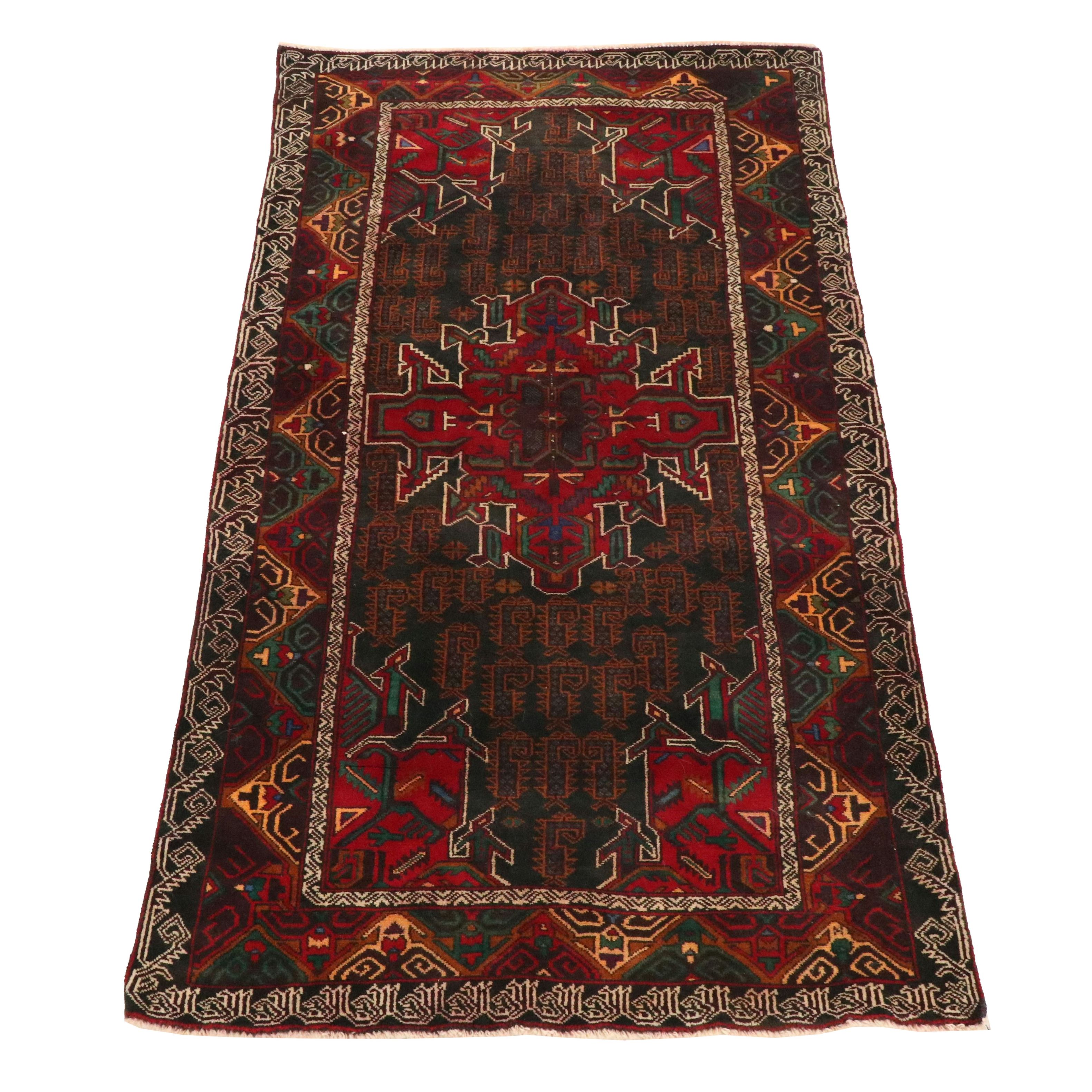 3'8 x 6'6 Hand-Knotted Afghan Baluch Area Rug