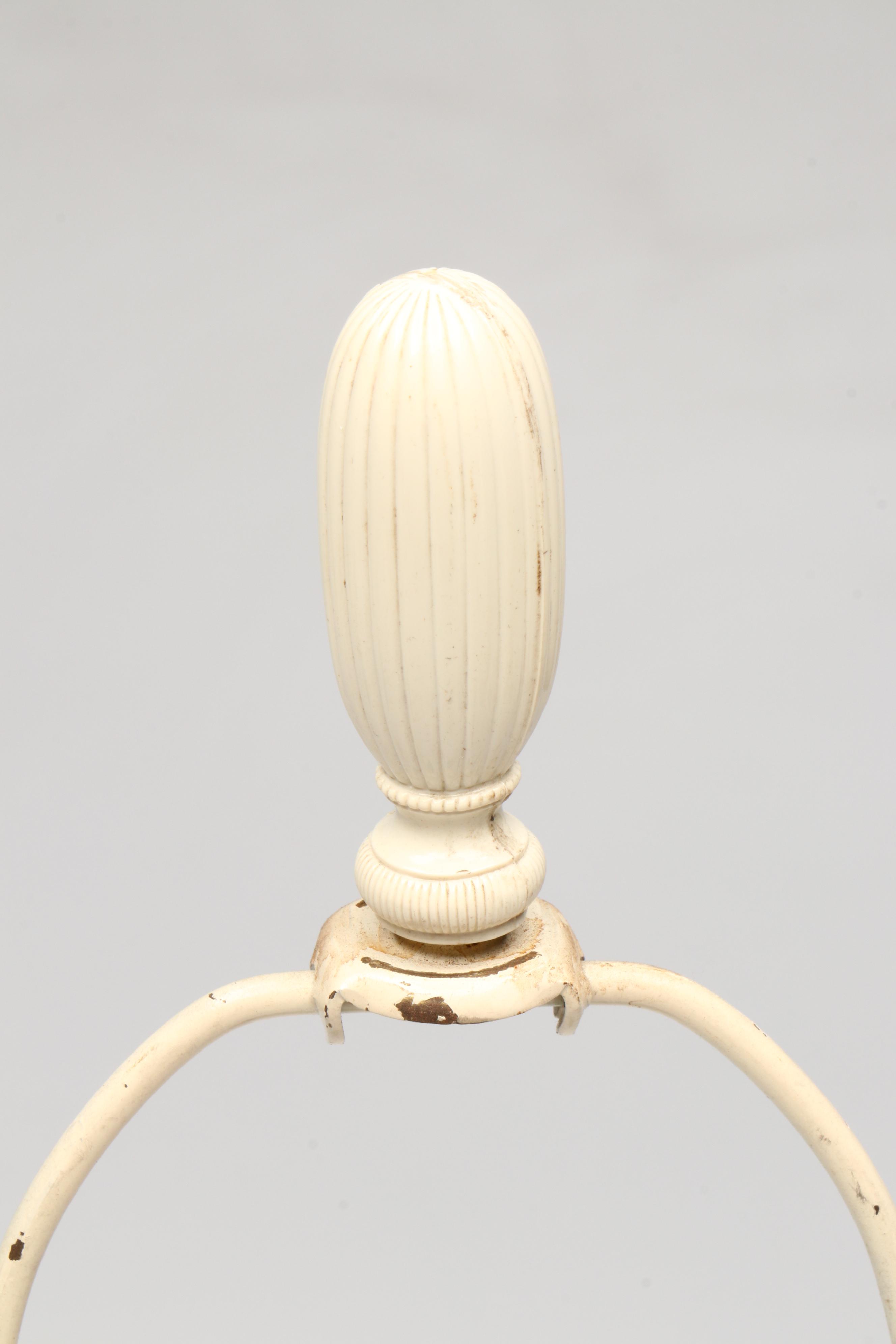 Fenton Hobnail Opalescent Blue Glass Lamps with Pleated Shades, 20th Century