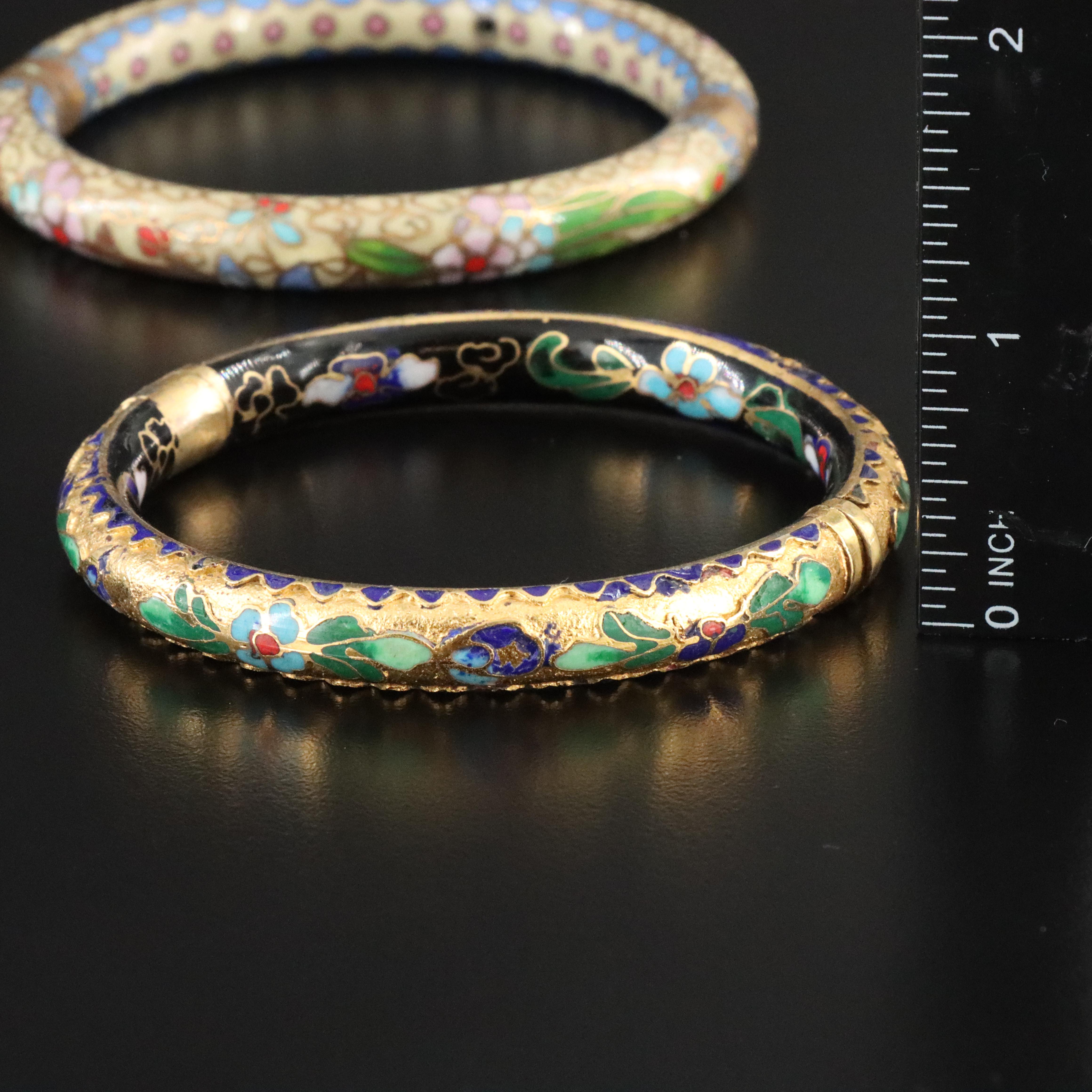 Collection of Cloisonné Enamel Bangles and Hinged Bracelets