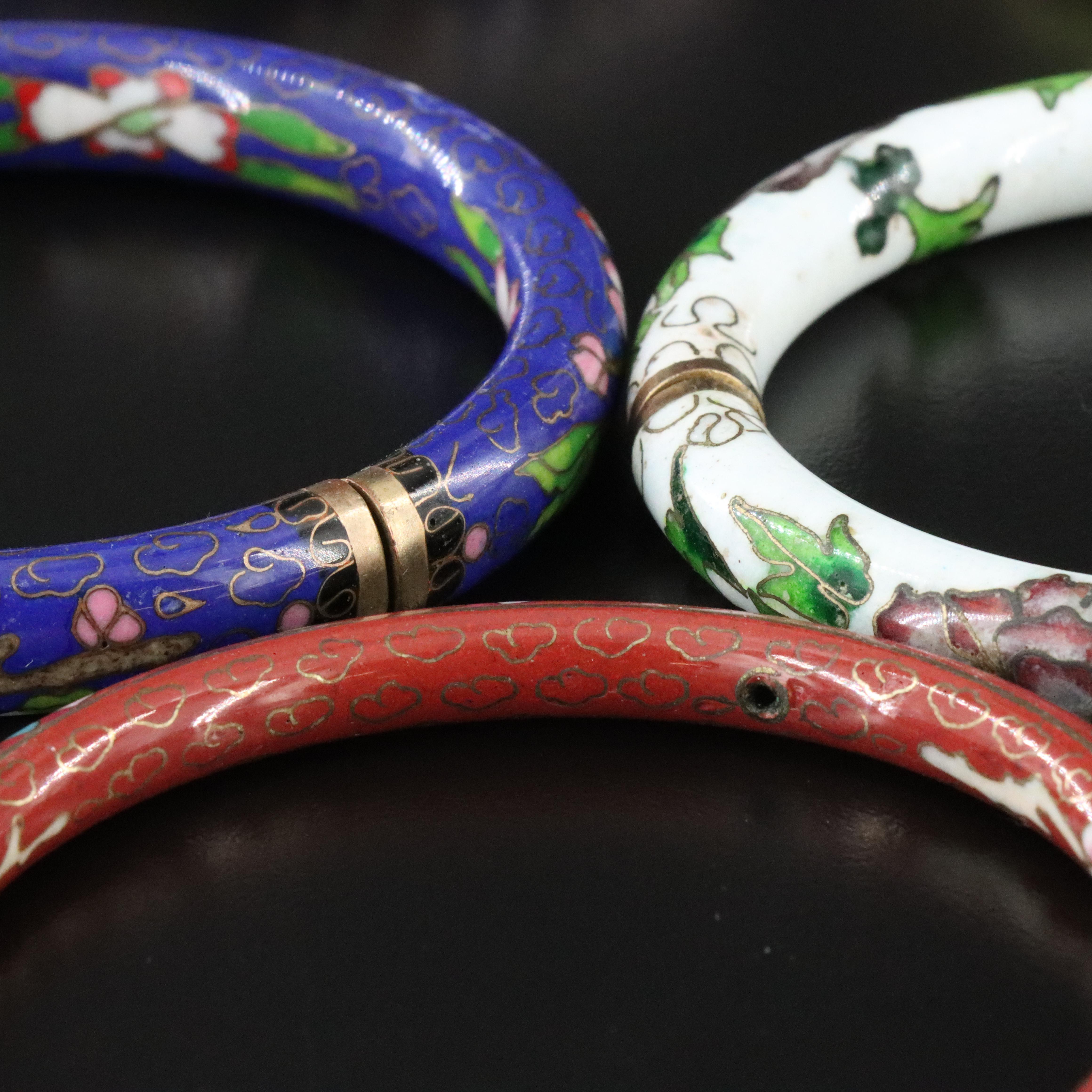 Collection of Cloisonné Enamel Bangles and Hinged Bracelets