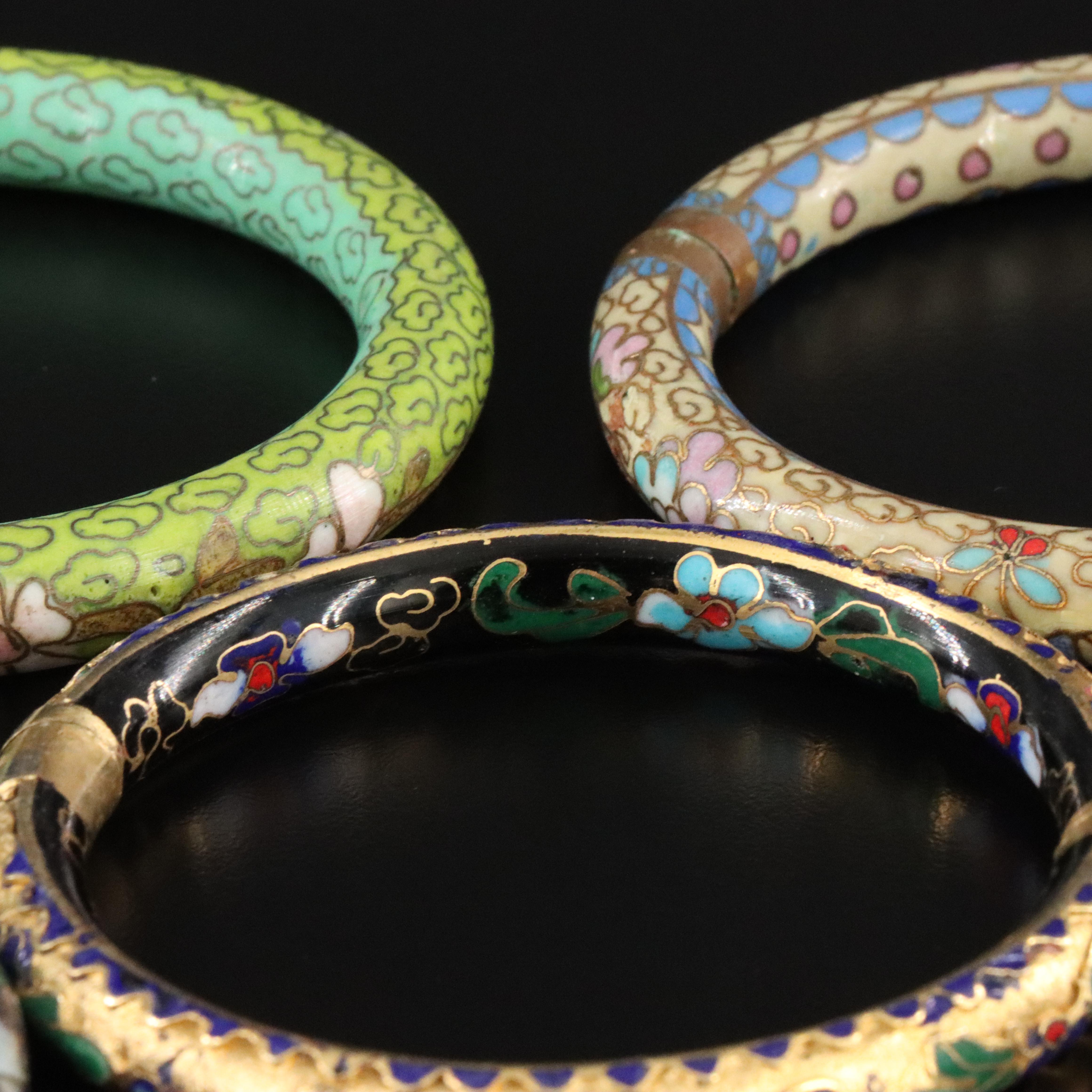 Collection of Cloisonné Enamel Bangles and Hinged Bracelets