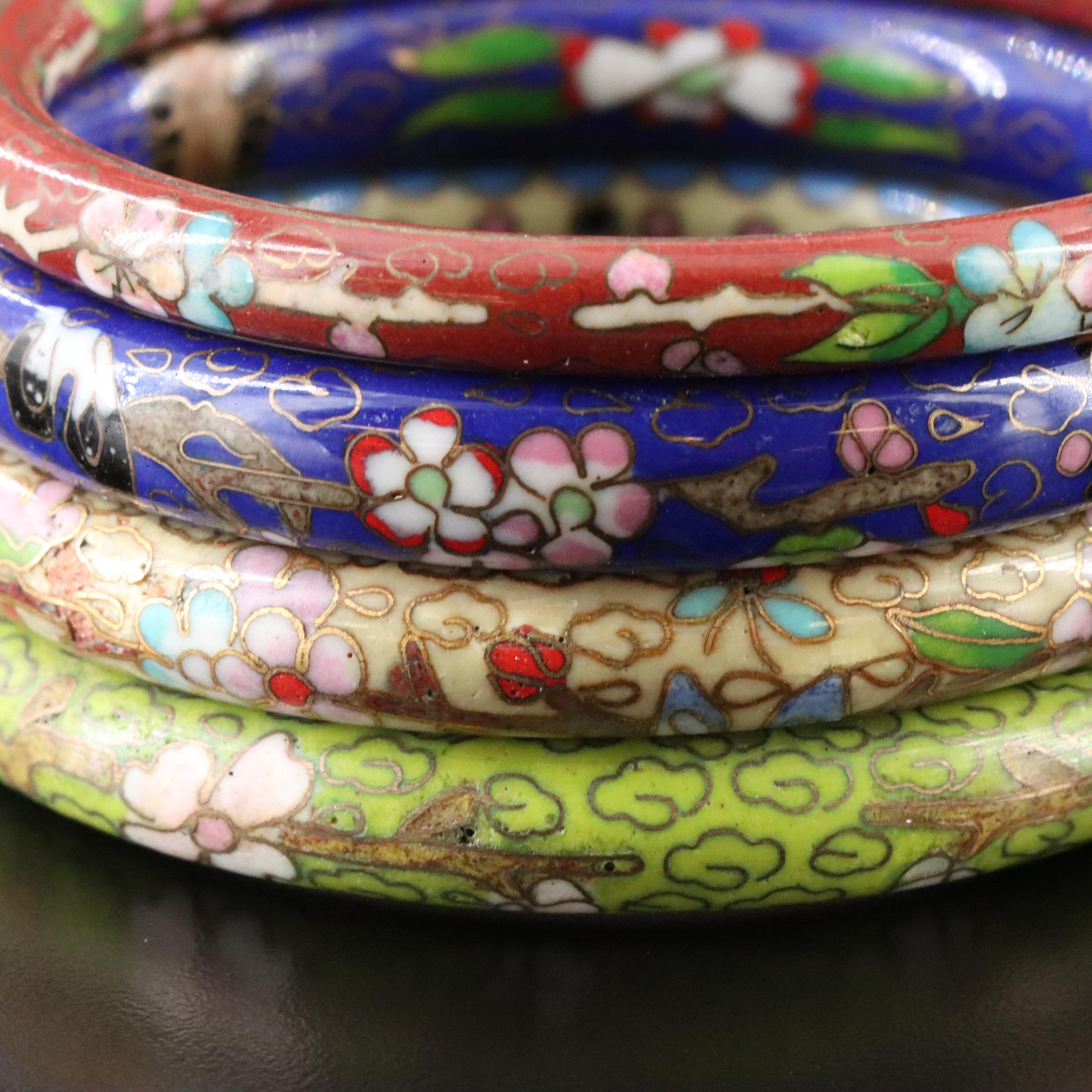 Collection of Cloisonné Enamel Bangles and Hinged Bracelets