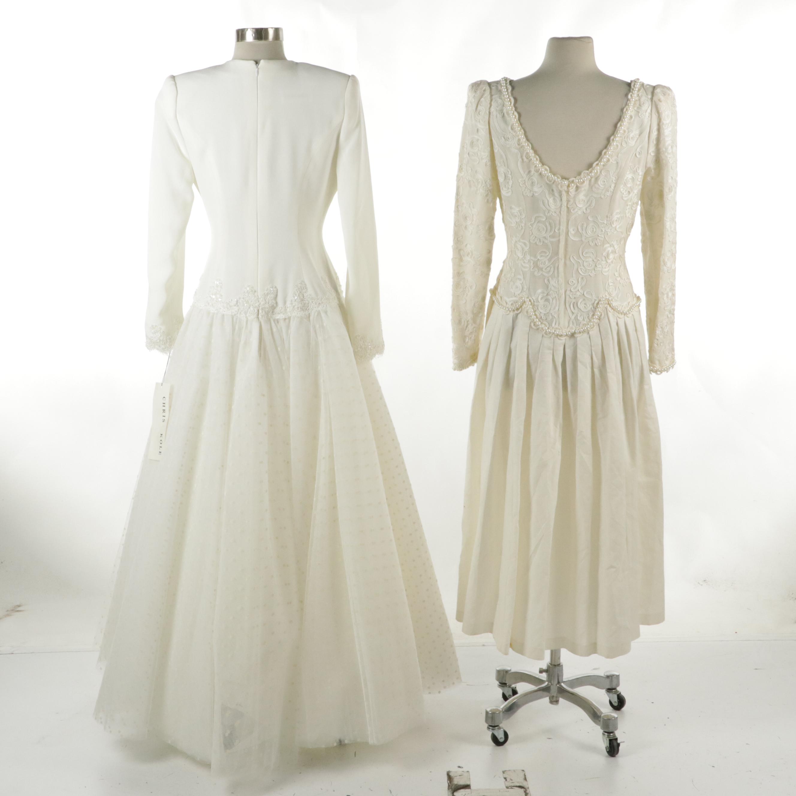 Chris Kole Drop Waist Embellished Long Sleeve Wedding Dress, Other Vintage Dress