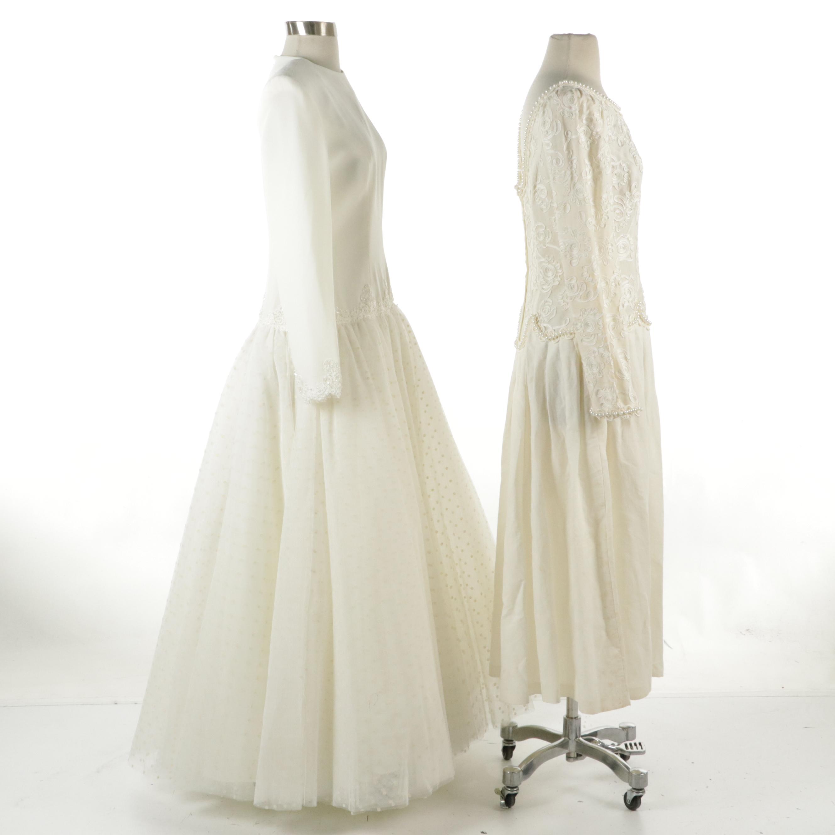 Chris Kole Drop Waist Embellished Long Sleeve Wedding Dress, Other Vintage Dress