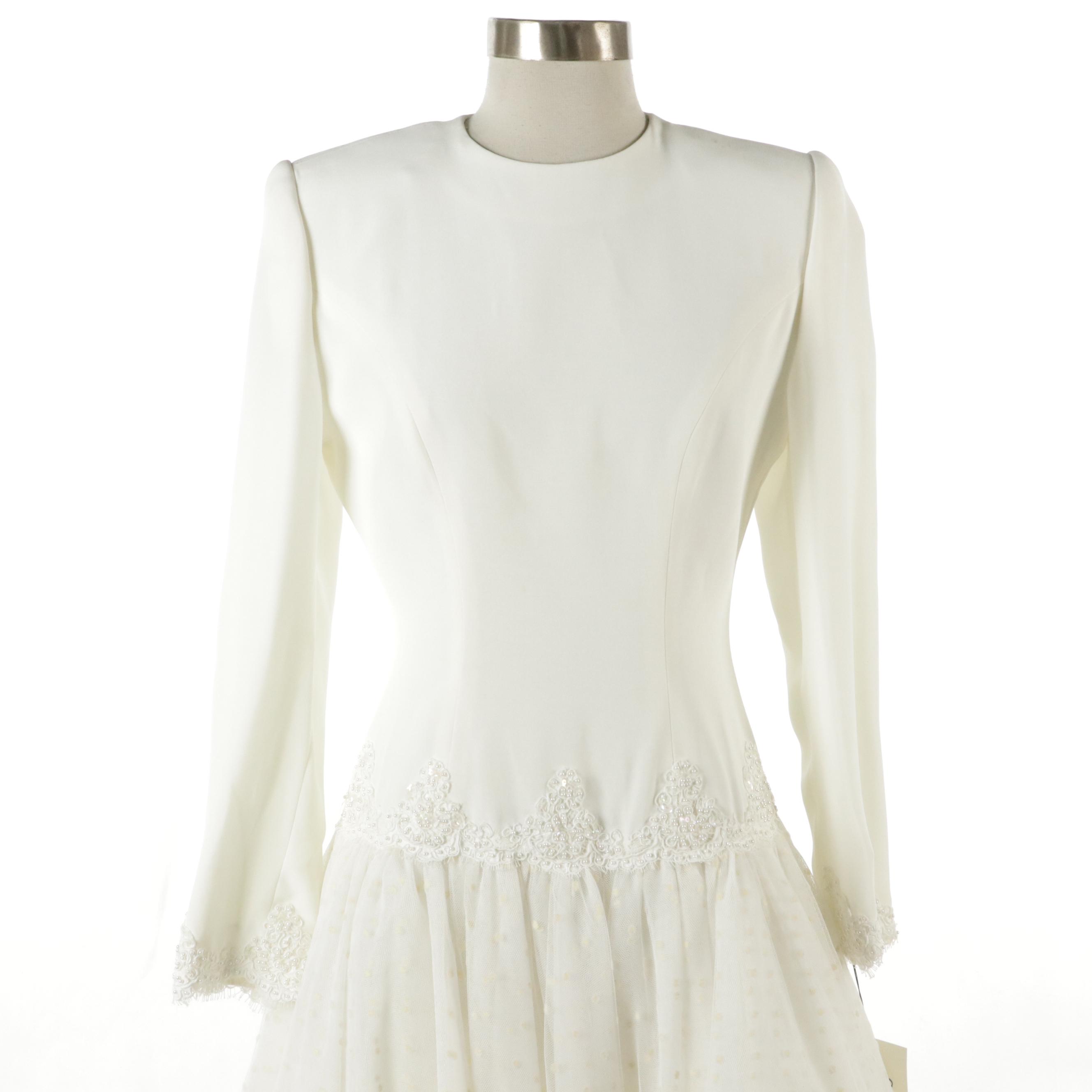 Chris Kole Drop Waist Embellished Long Sleeve Wedding Dress, Other Vintage Dress