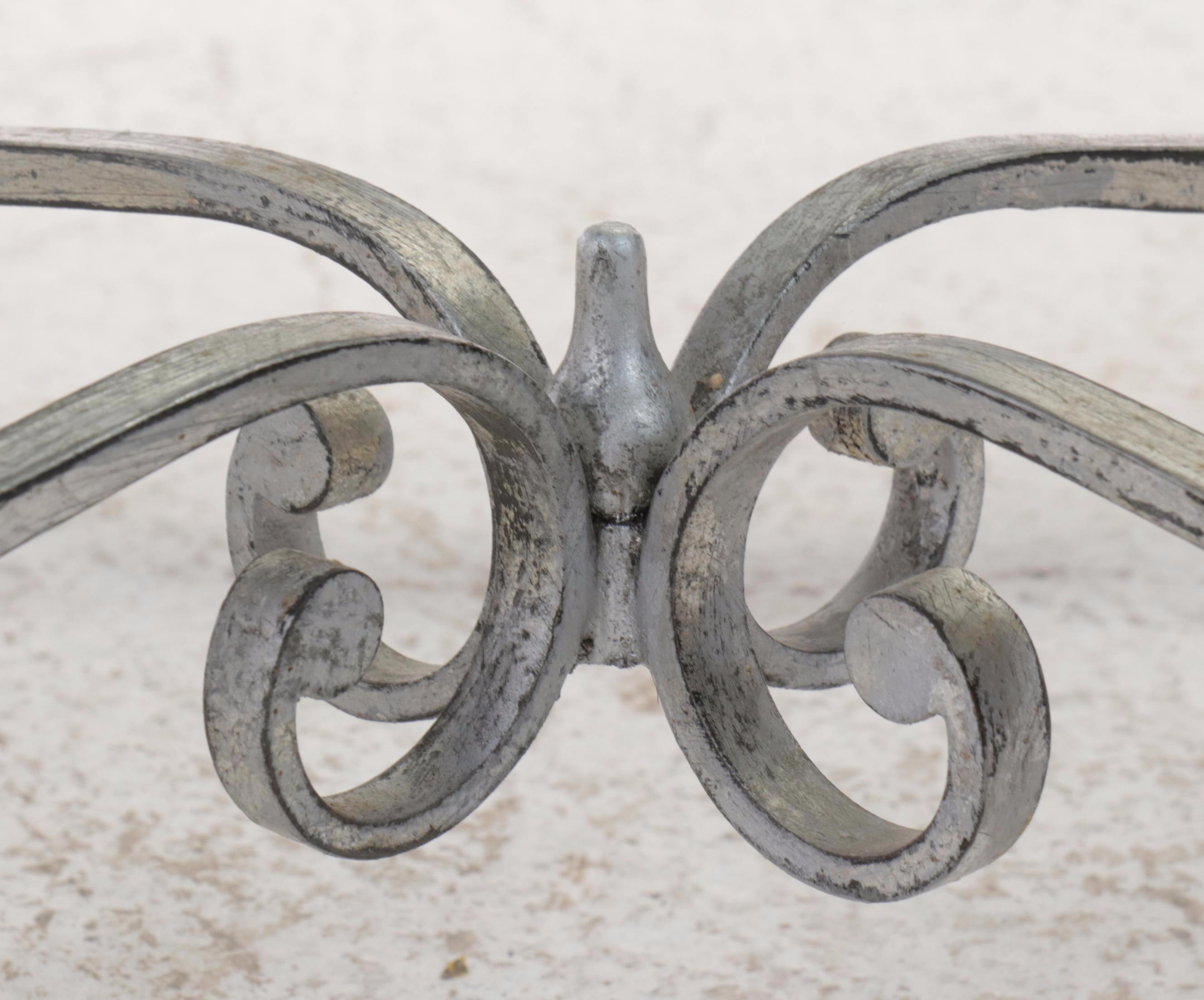 Hollywood Regency Style Silver Finish Steel and Glass Top Coffee Table