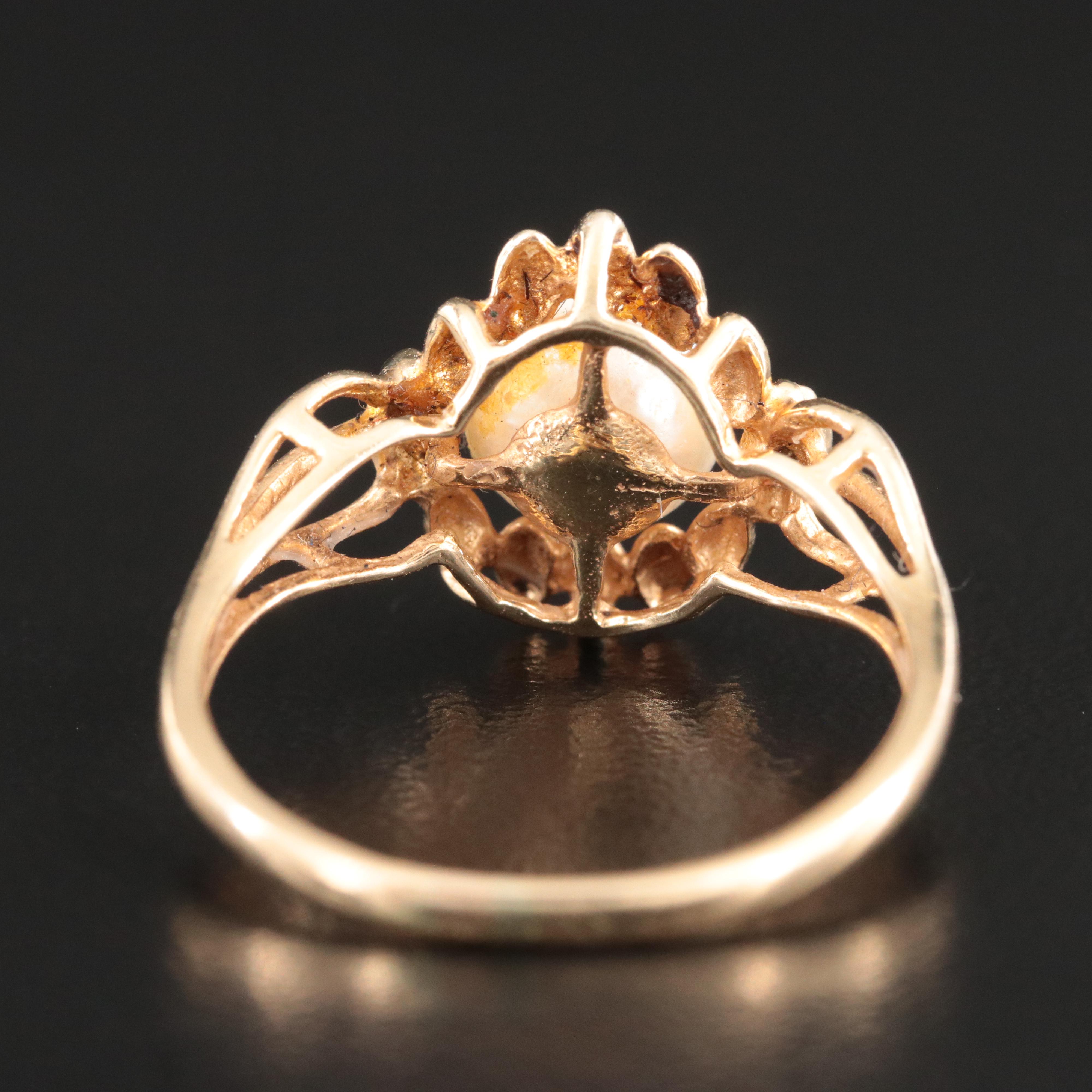 14K Pearl and Diamond Ring