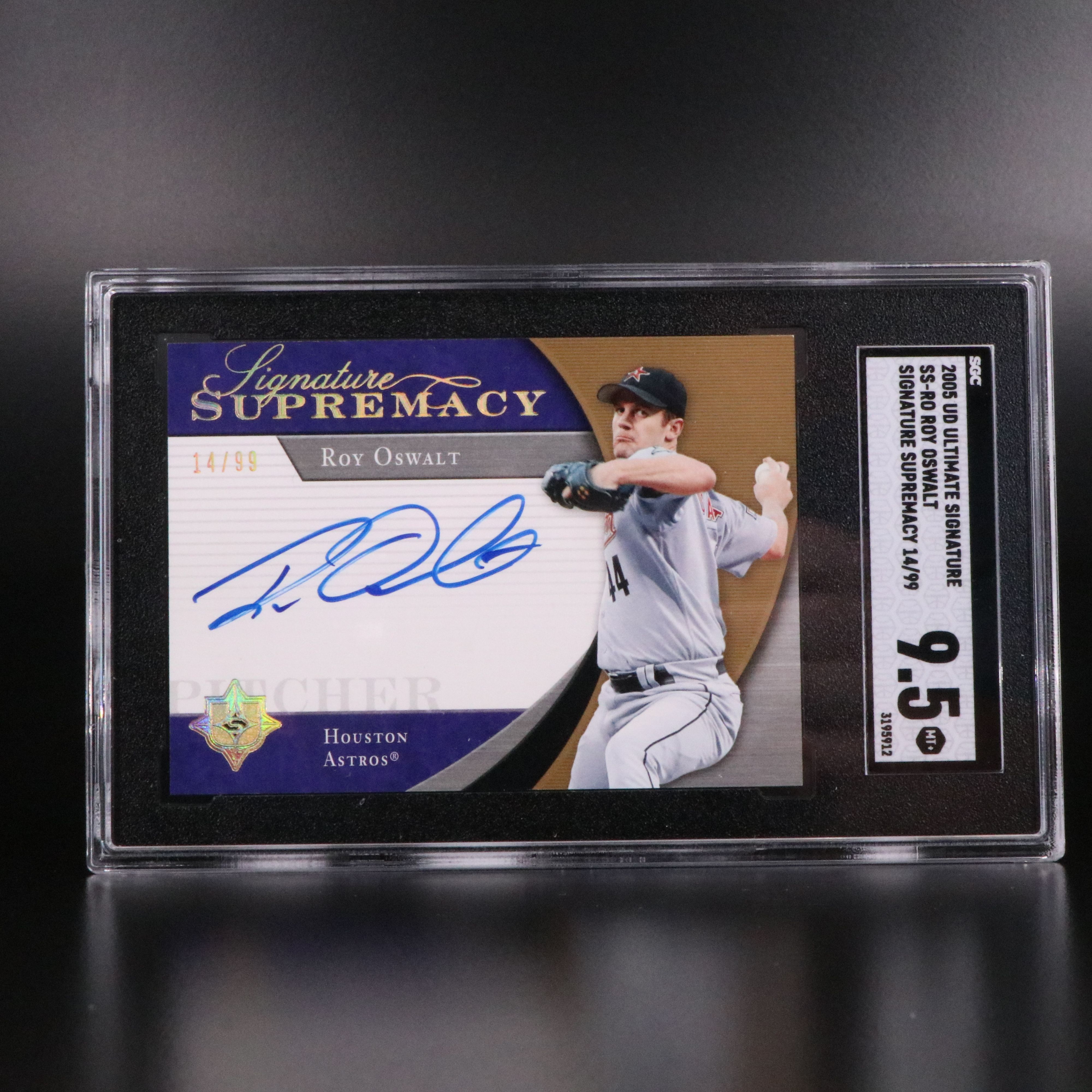 Dylan Busby, Roy Oswalt, and Kevin Plawecki Signed SGC Graded Baseball Cards