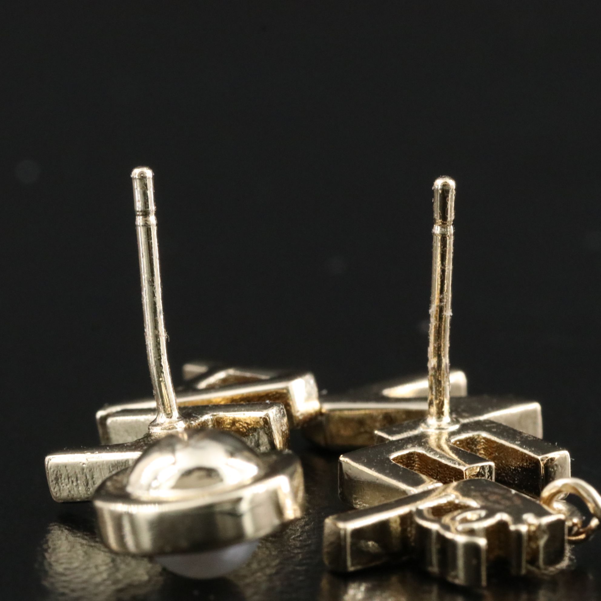 Chanel Logo Faux Pearl Earrings