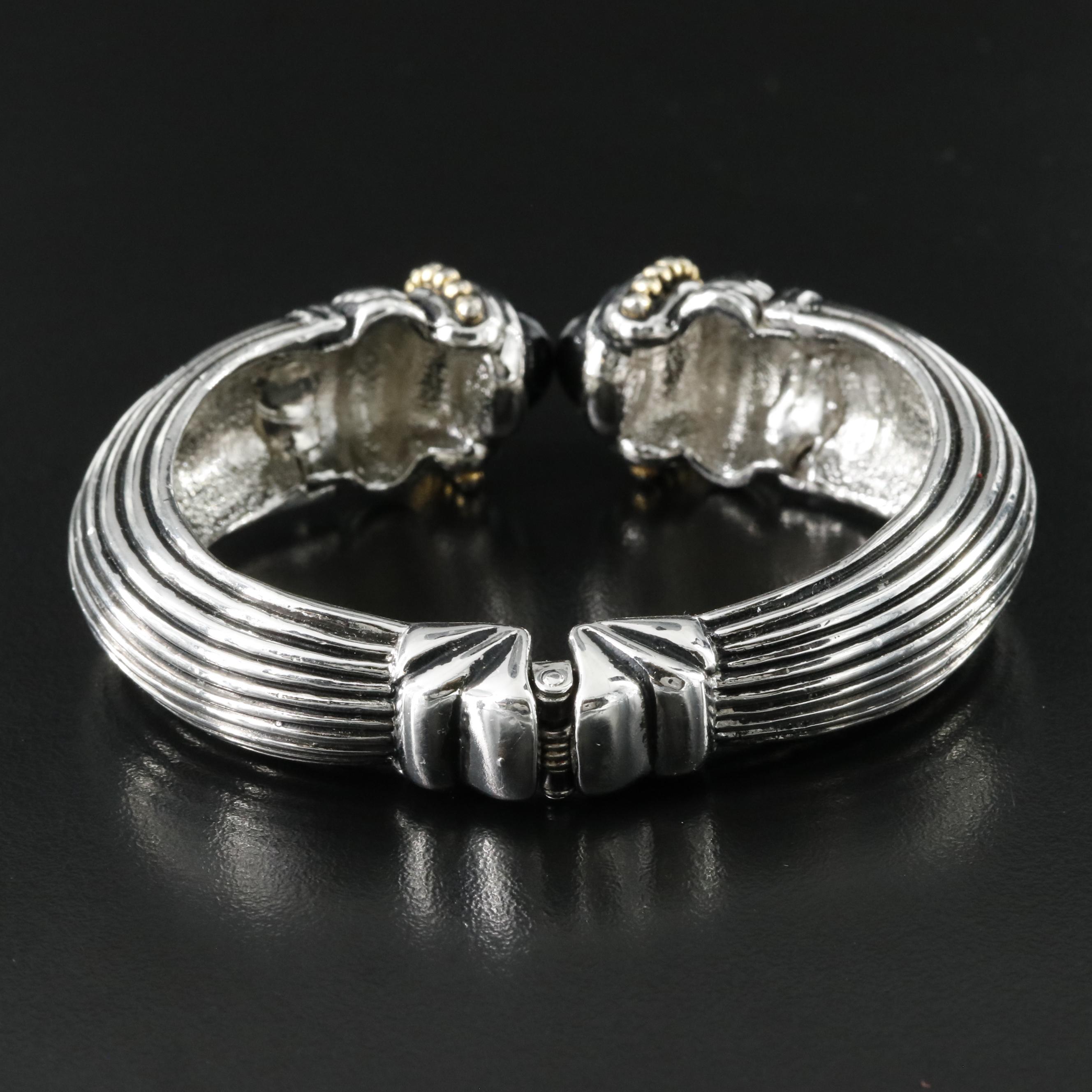 Clamper Cuff Bracelet with Faux Black Onyx