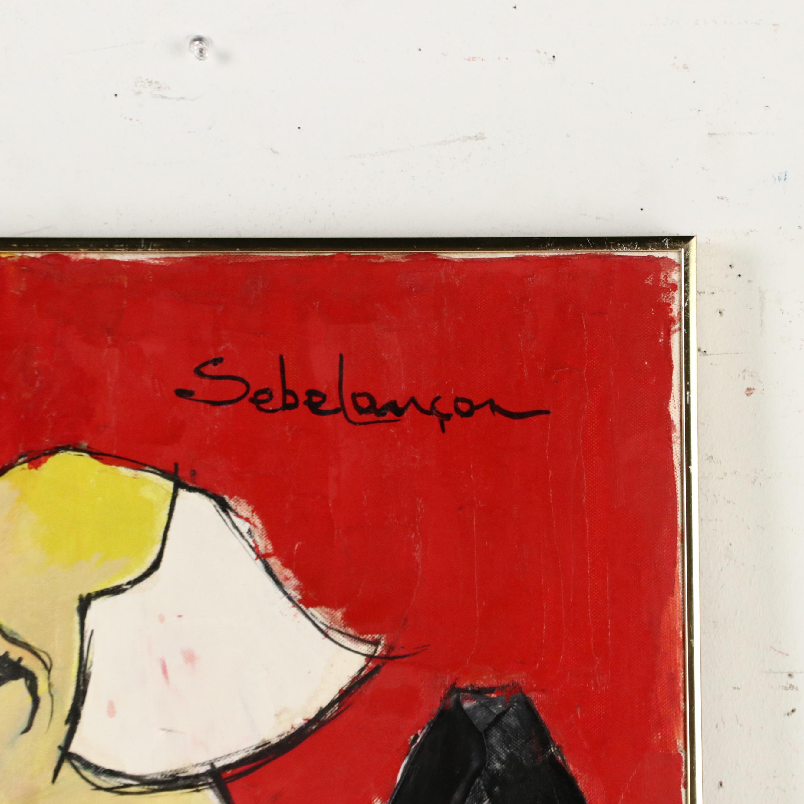 Renée Sebelançon Stylized Oil Painting "Profils," 21st Century