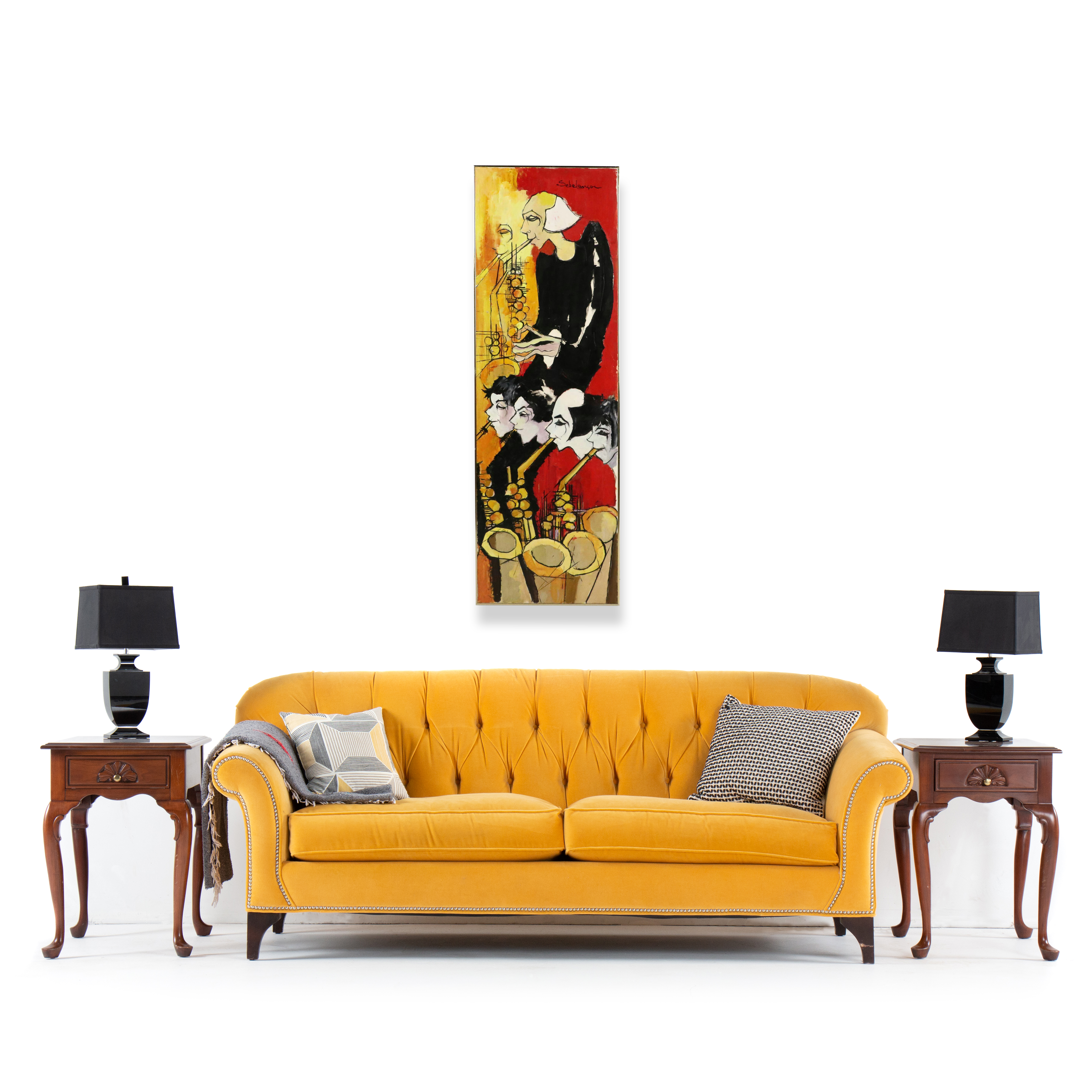 Renée Sebelançon Stylized Oil Painting "Profils," 21st Century