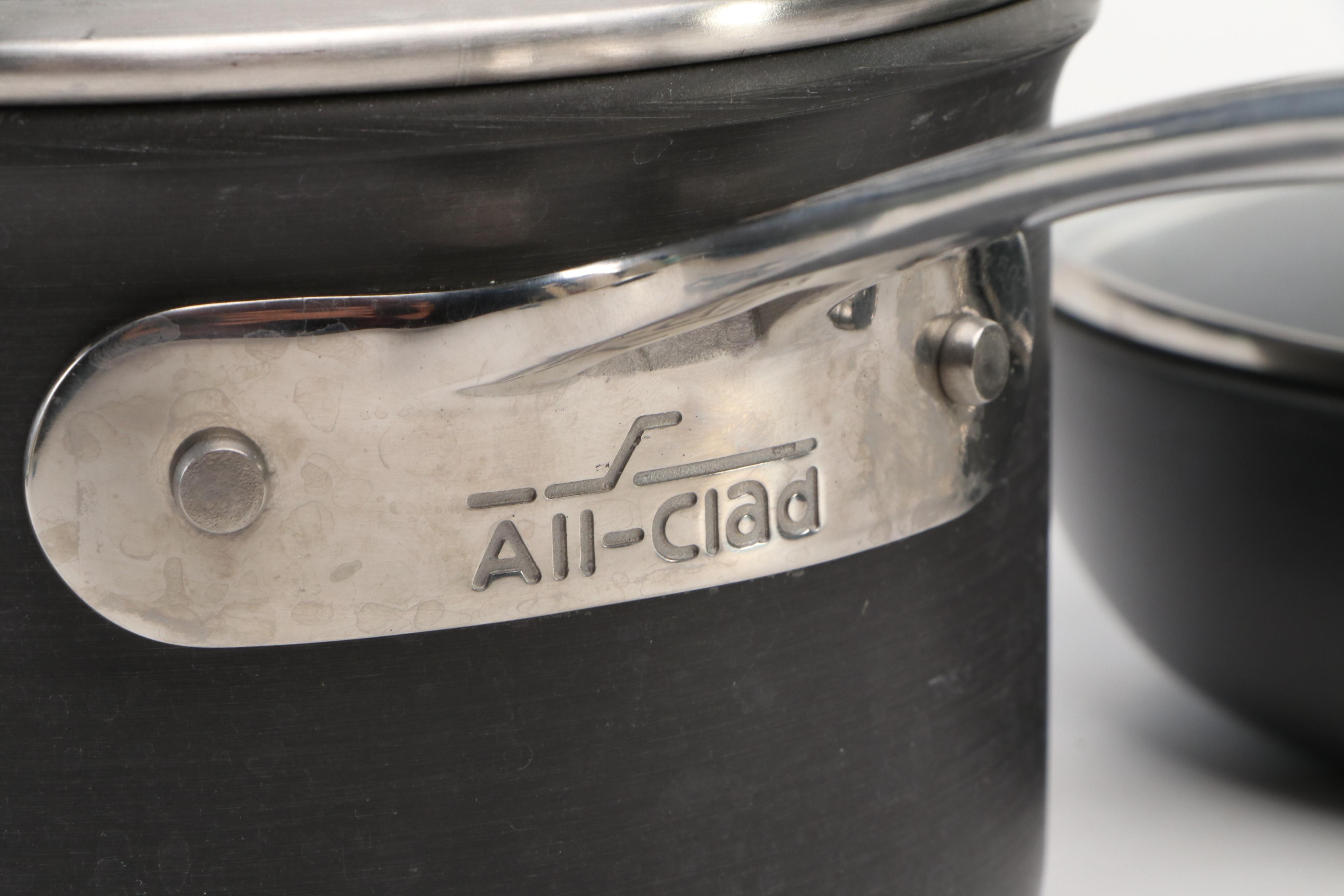 All-Clad Stock Pots and Frying Pan with Lids