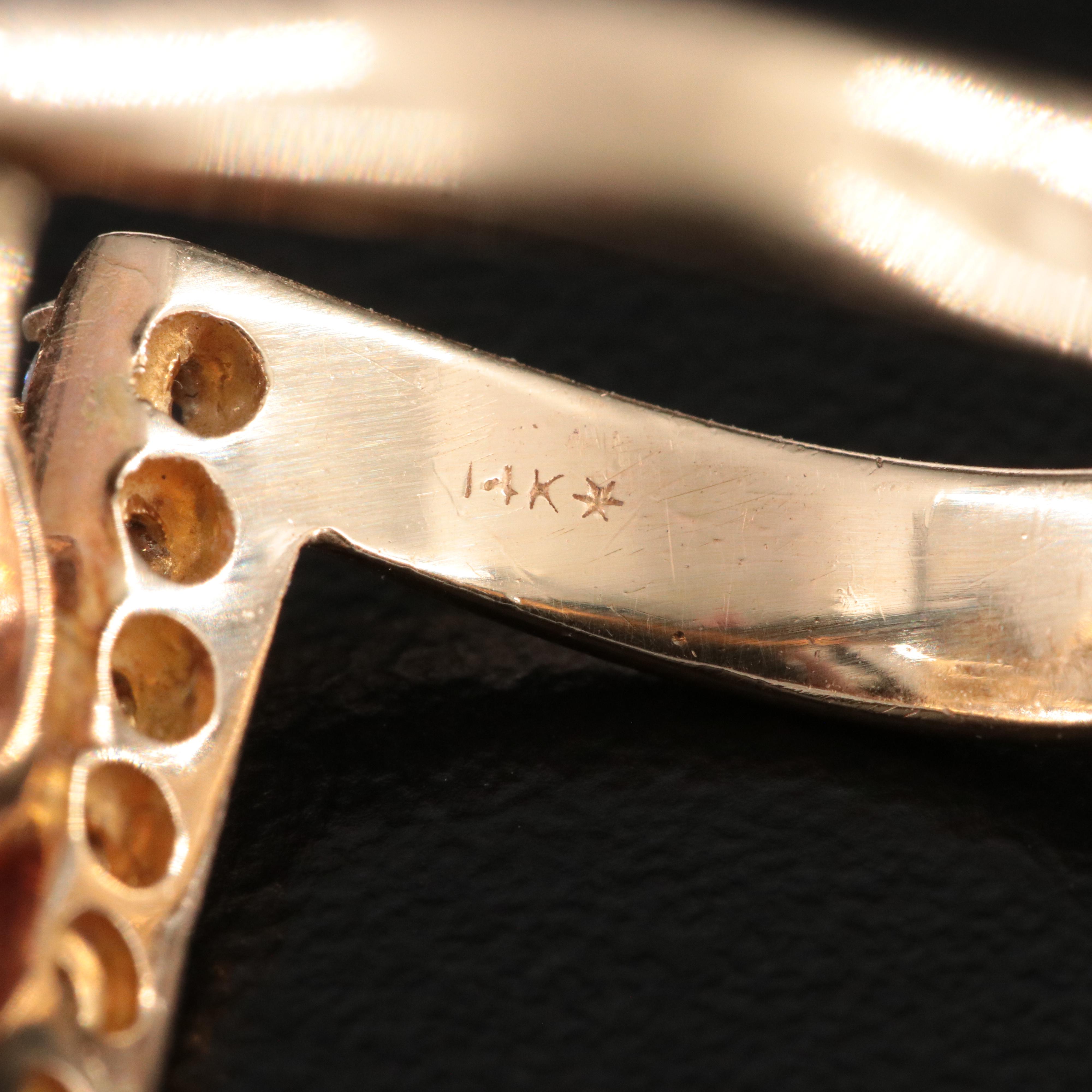 14K Smoky Quartz and Diamond Ring