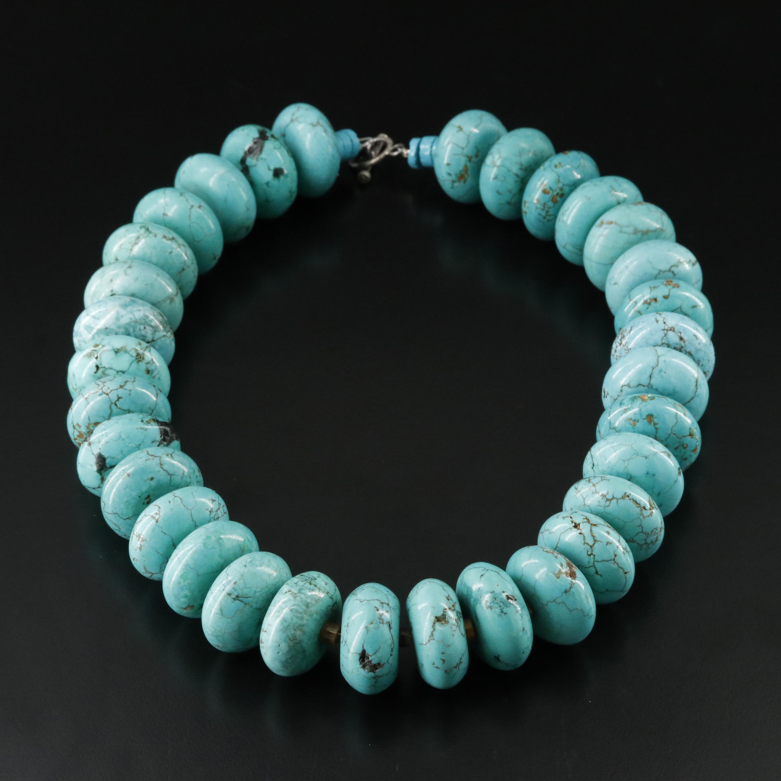 Magnesite Beaded Necklace with Sterling Clasp