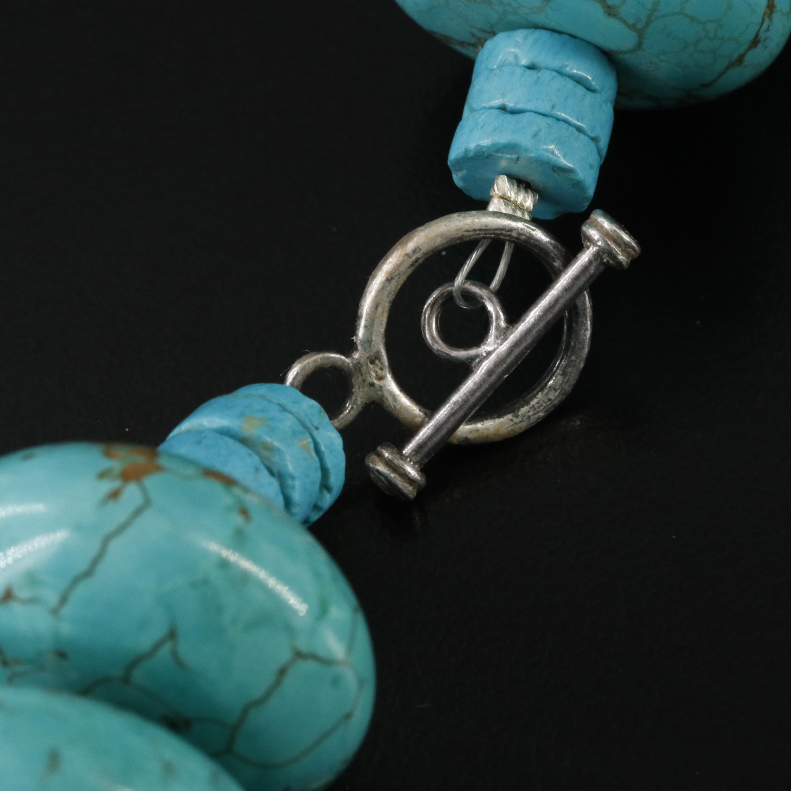 Magnesite Beaded Necklace with Sterling Clasp