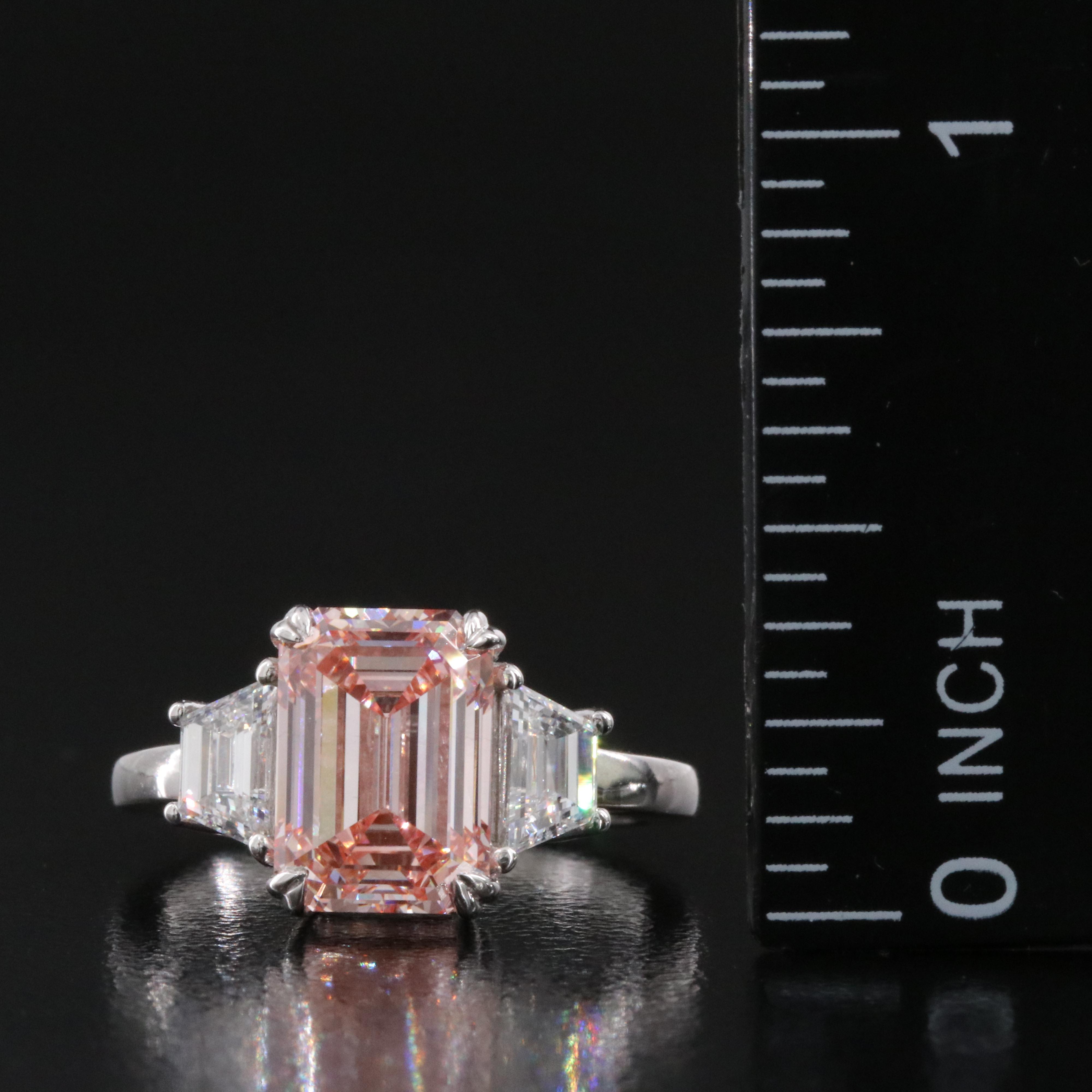 14K 3.98 CTW Lab Grown Diamond Ring with Fancy Pink Center and IGI Report