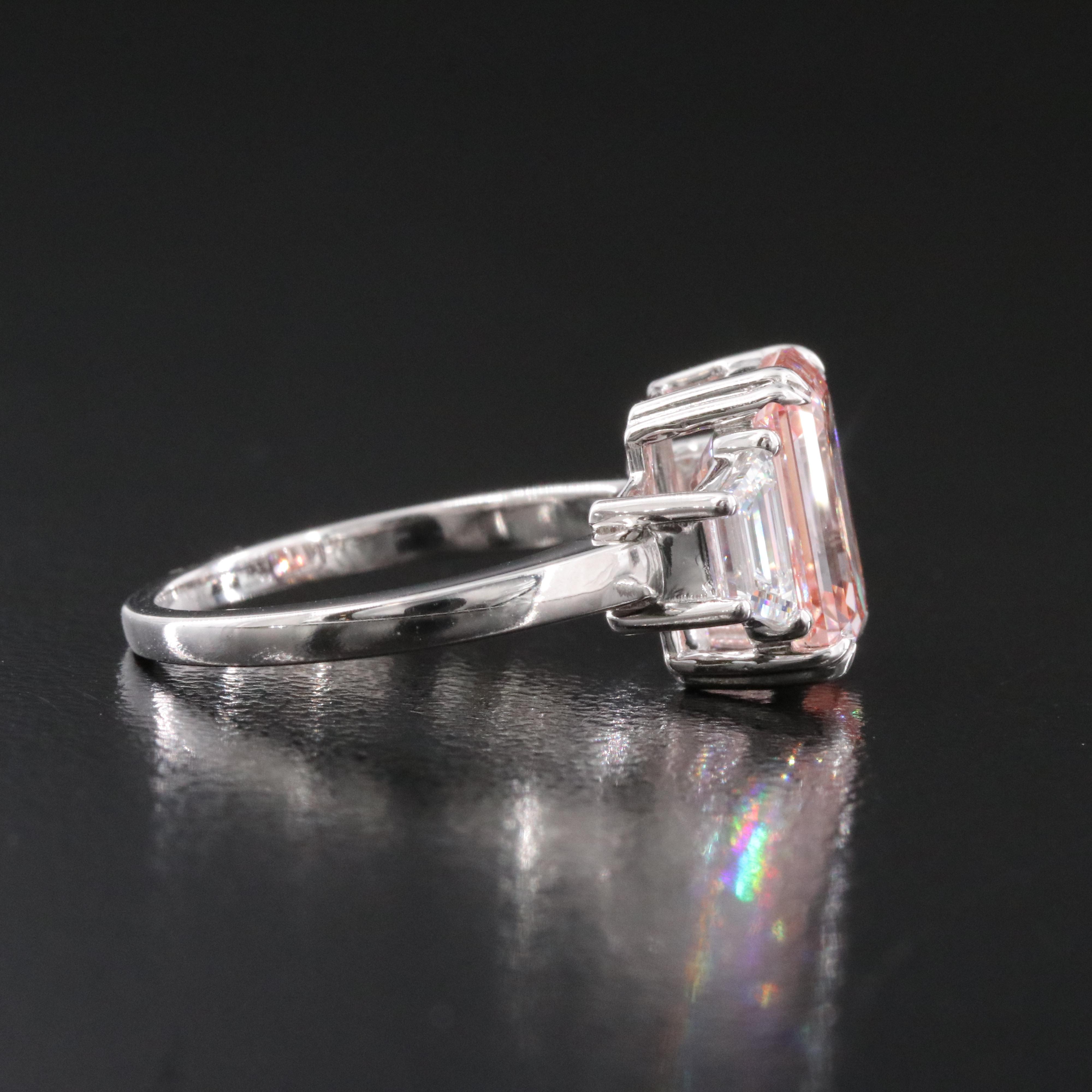 14K 3.98 CTW Lab Grown Diamond Ring with Fancy Pink Center and IGI Report