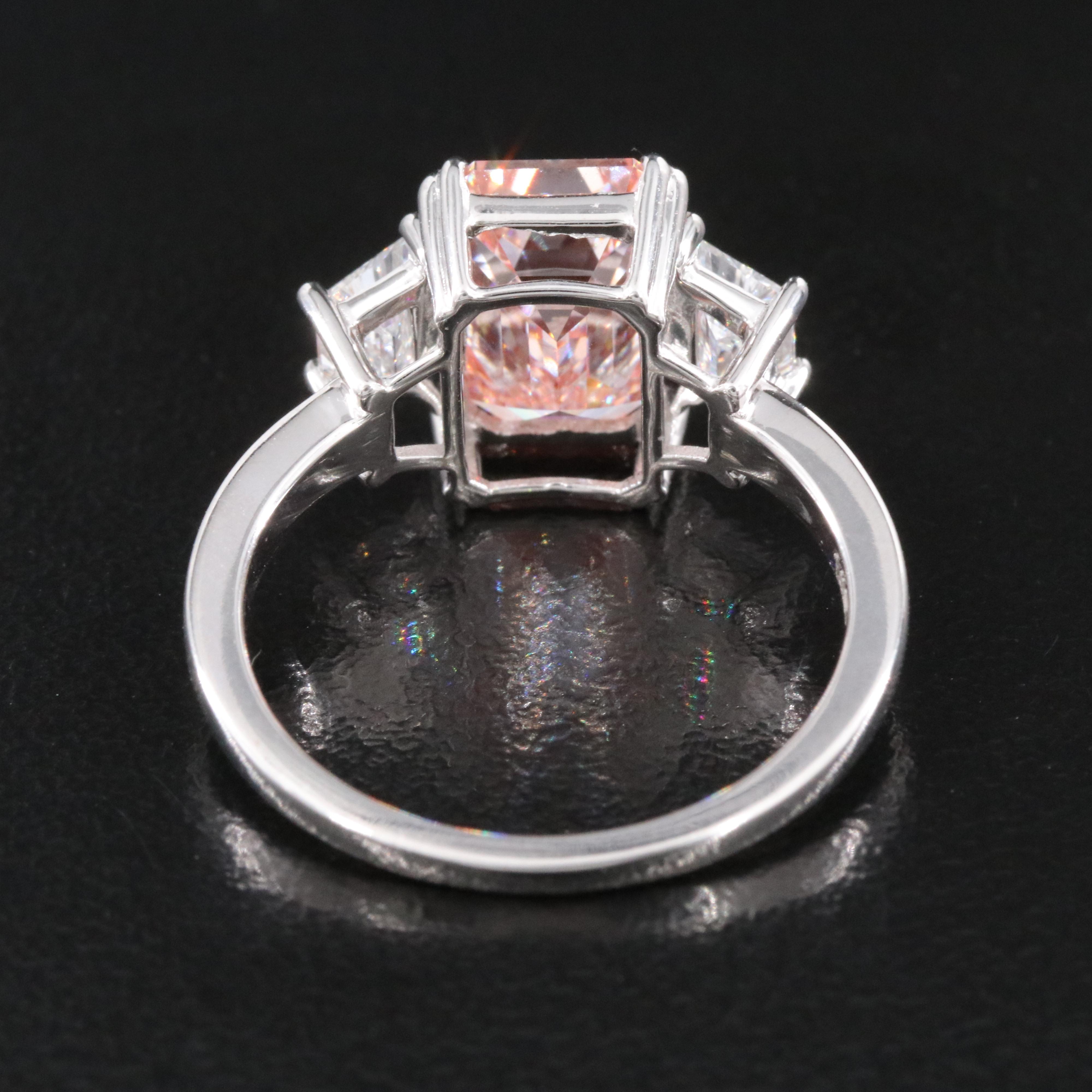 14K 3.98 CTW Lab Grown Diamond Ring with Fancy Pink Center and IGI Report