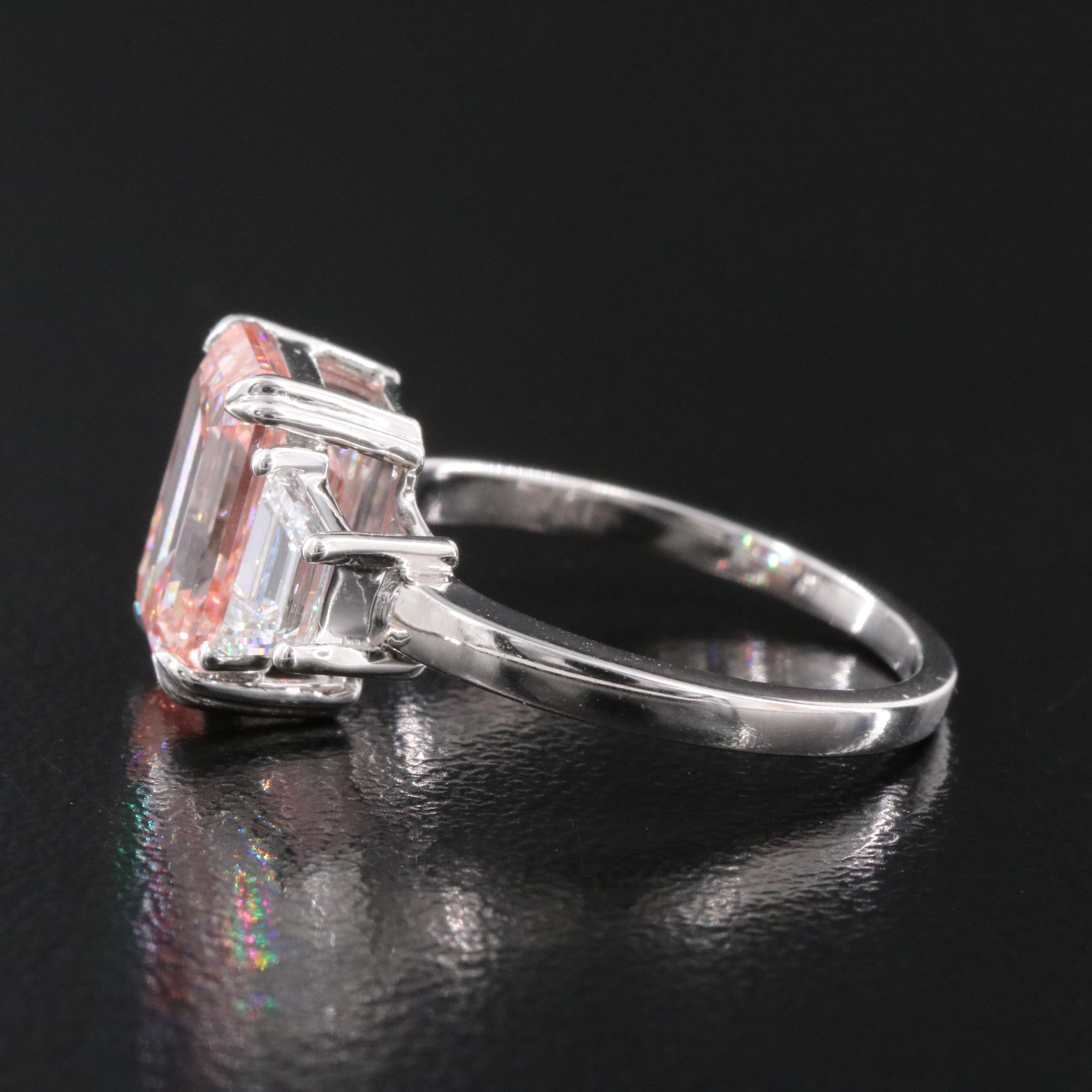 14K 3.98 CTW Lab Grown Diamond Ring with Fancy Pink Center and IGI Report