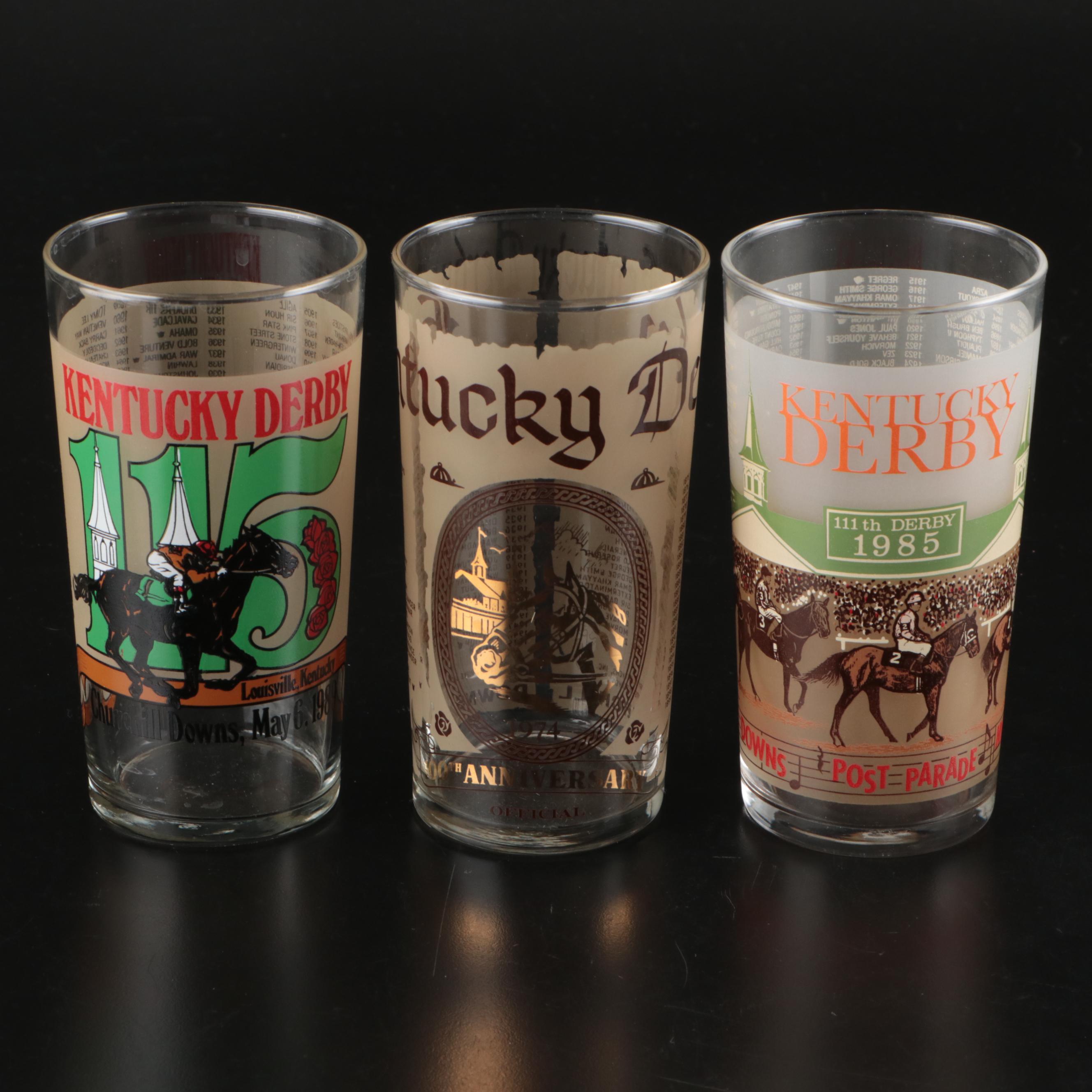 Kentucky Derby Libbey Souvenir Julep Glasses, 1970s-1980s
