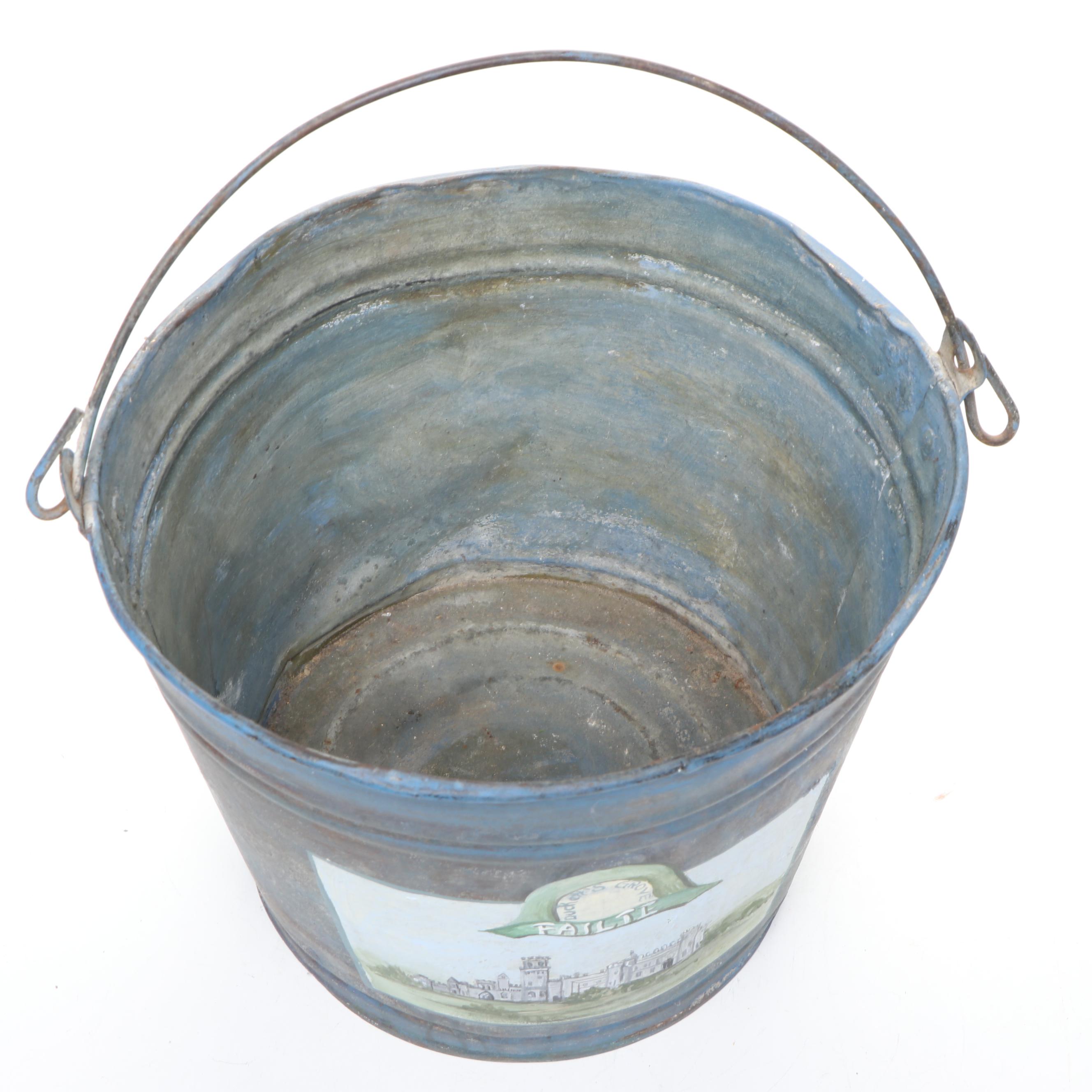 Folk Art Style Hobbiest Hand-Painted Fries Metal Bread Box with Bucket