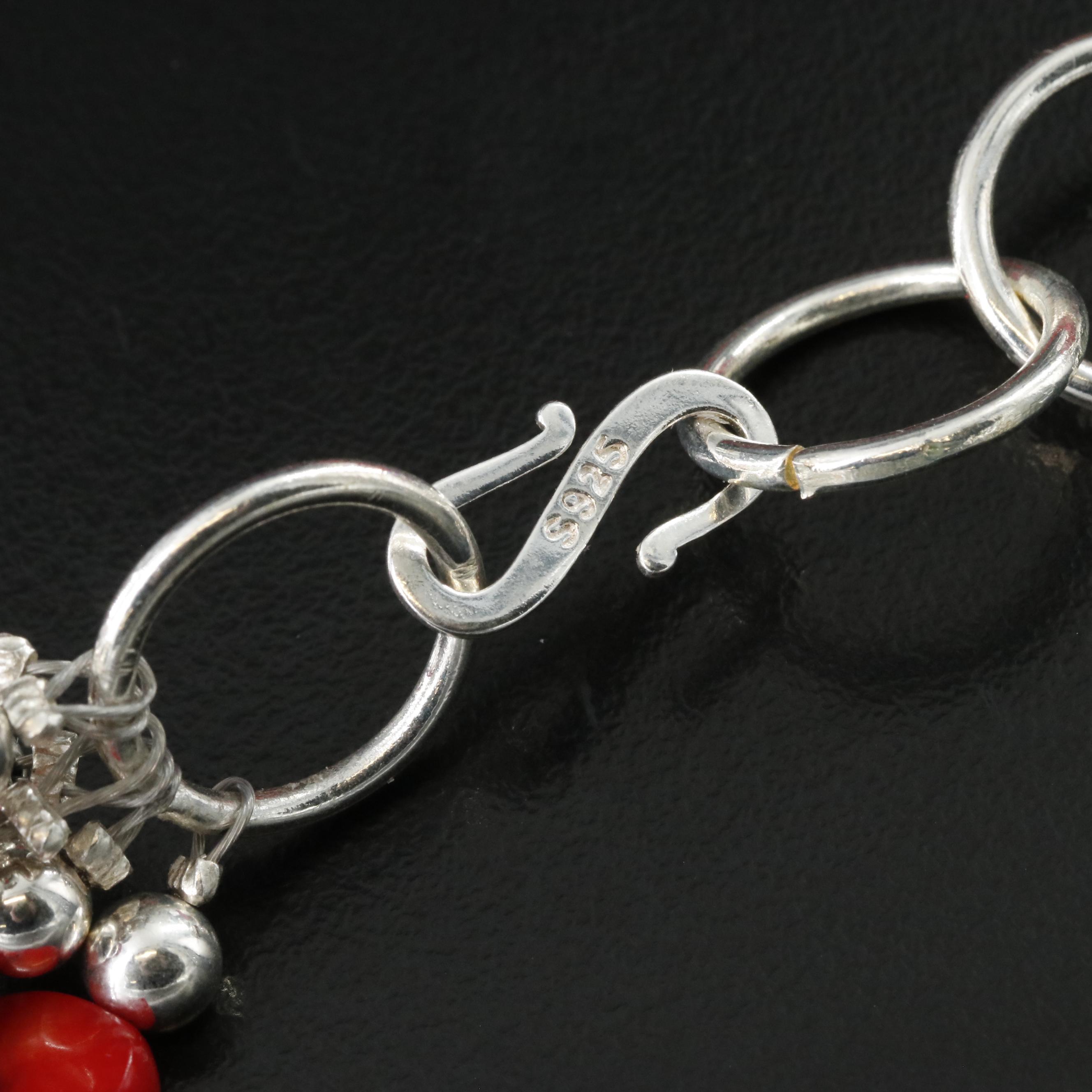 Tiered Coral Necklace with Sterling Clasp