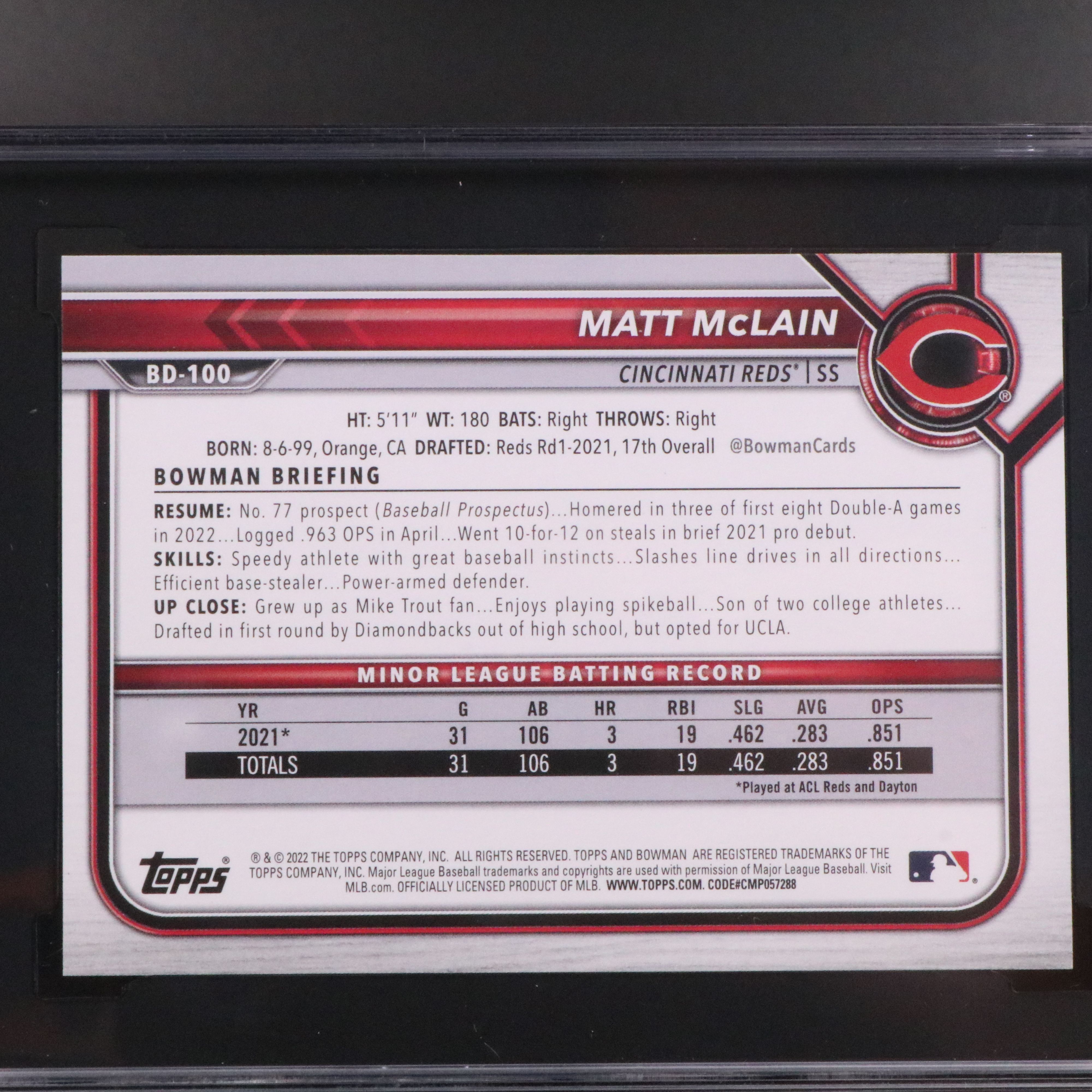 SGC Graded Cincinnati Reds Baseball Cards Featuring Elly De La Cruz and More