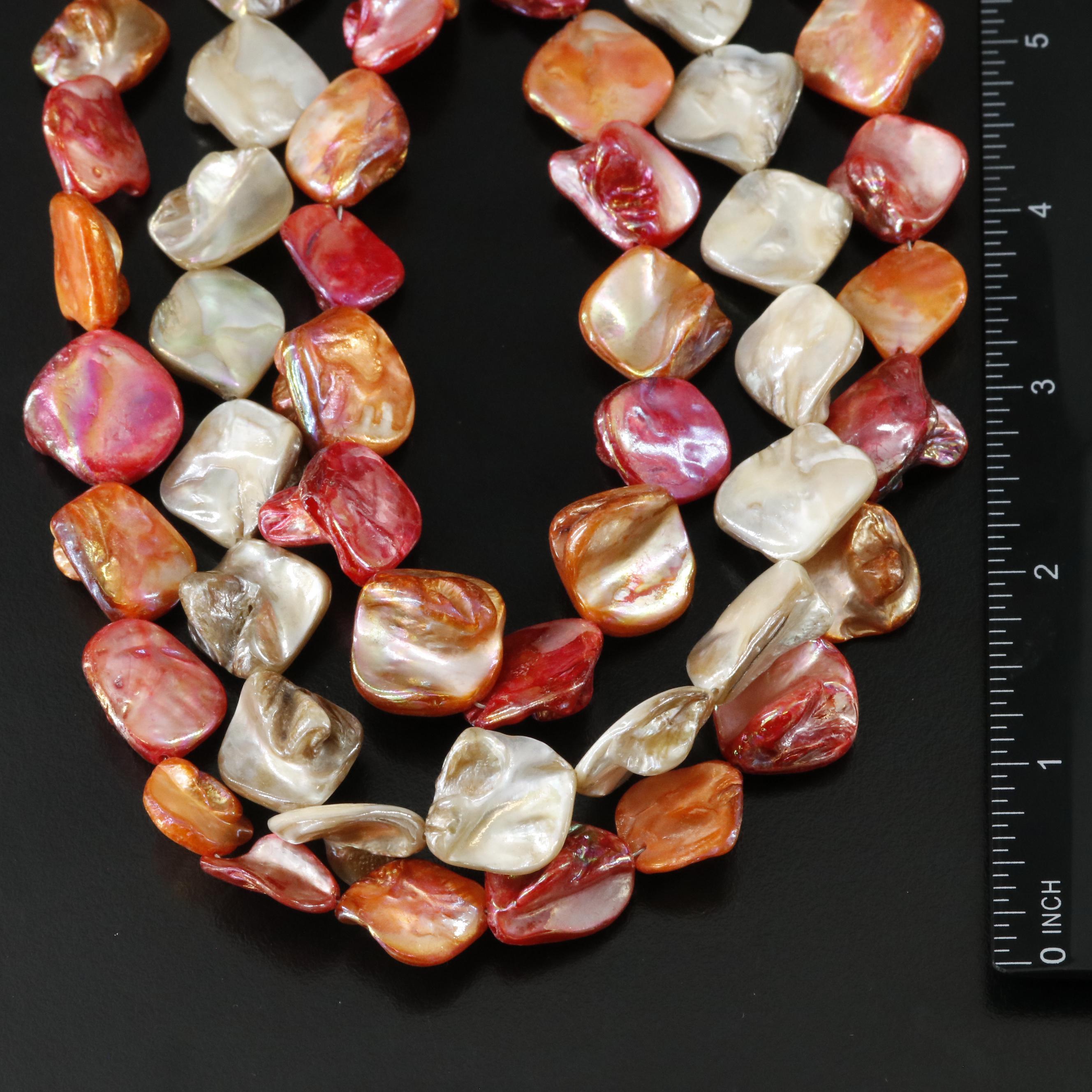 Shell Triple-Strand Necklace with Sterling Clasp